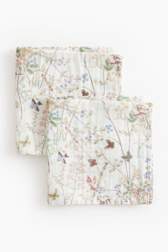 2-pack small muslin cloths - White/Bambi/Light blue/Bambi - 1