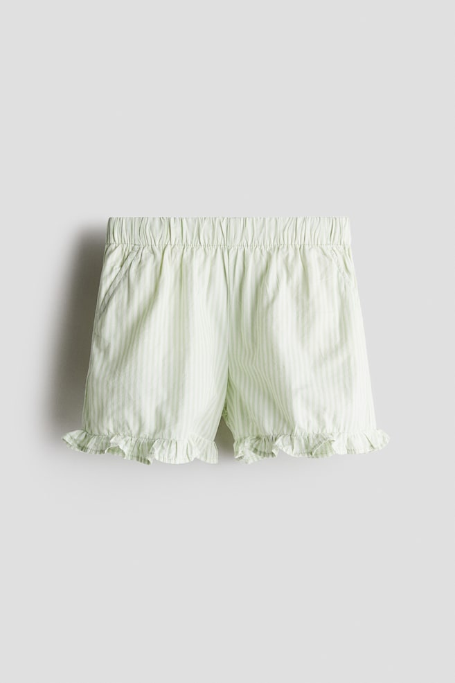 Frill-trimmed cotton shorts - Light green/Striped/Light blue/Striped - 1