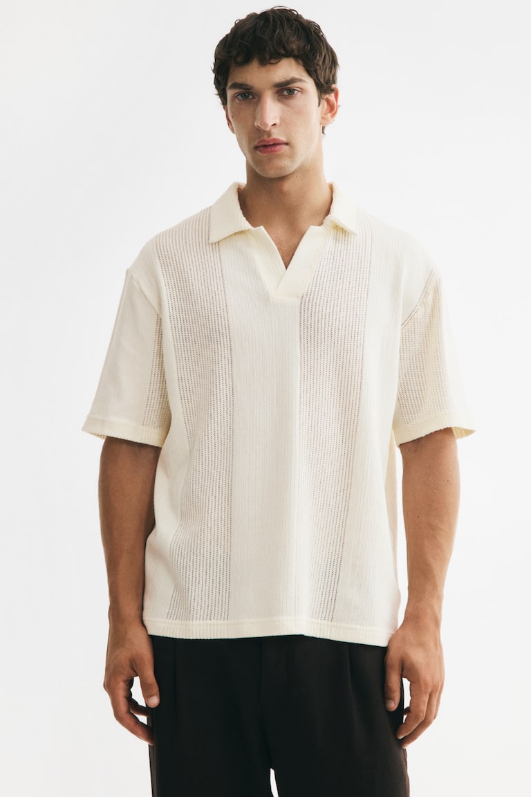 Polo majica od reljefnog pletiva Relaxed Fit