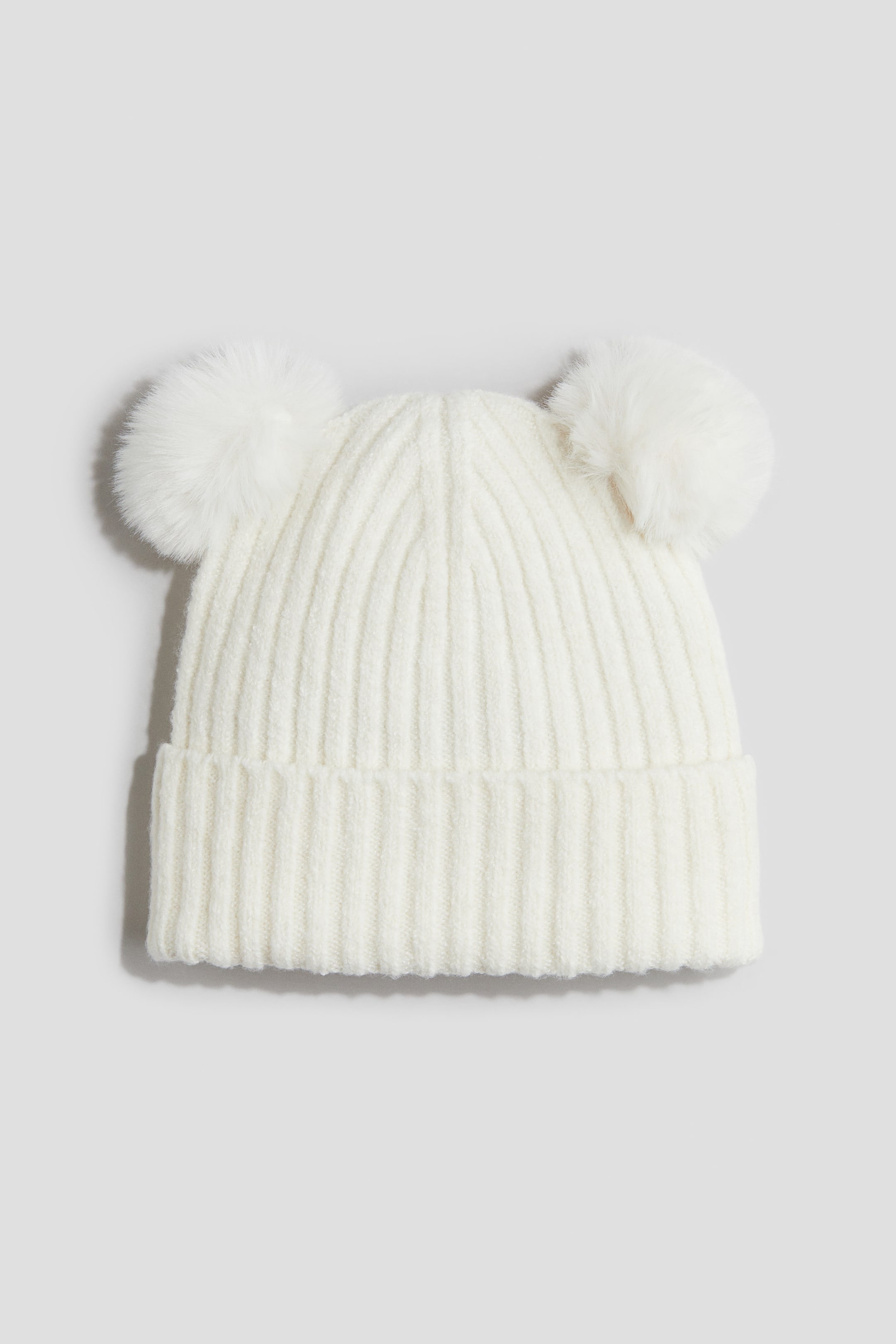 Rib-Knit Pompom Beanie