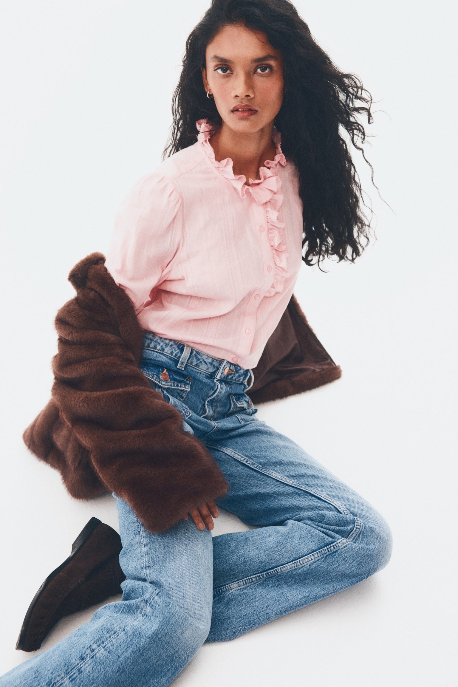 Flared High Jeans - Син деним/Тъмносин деним - 7