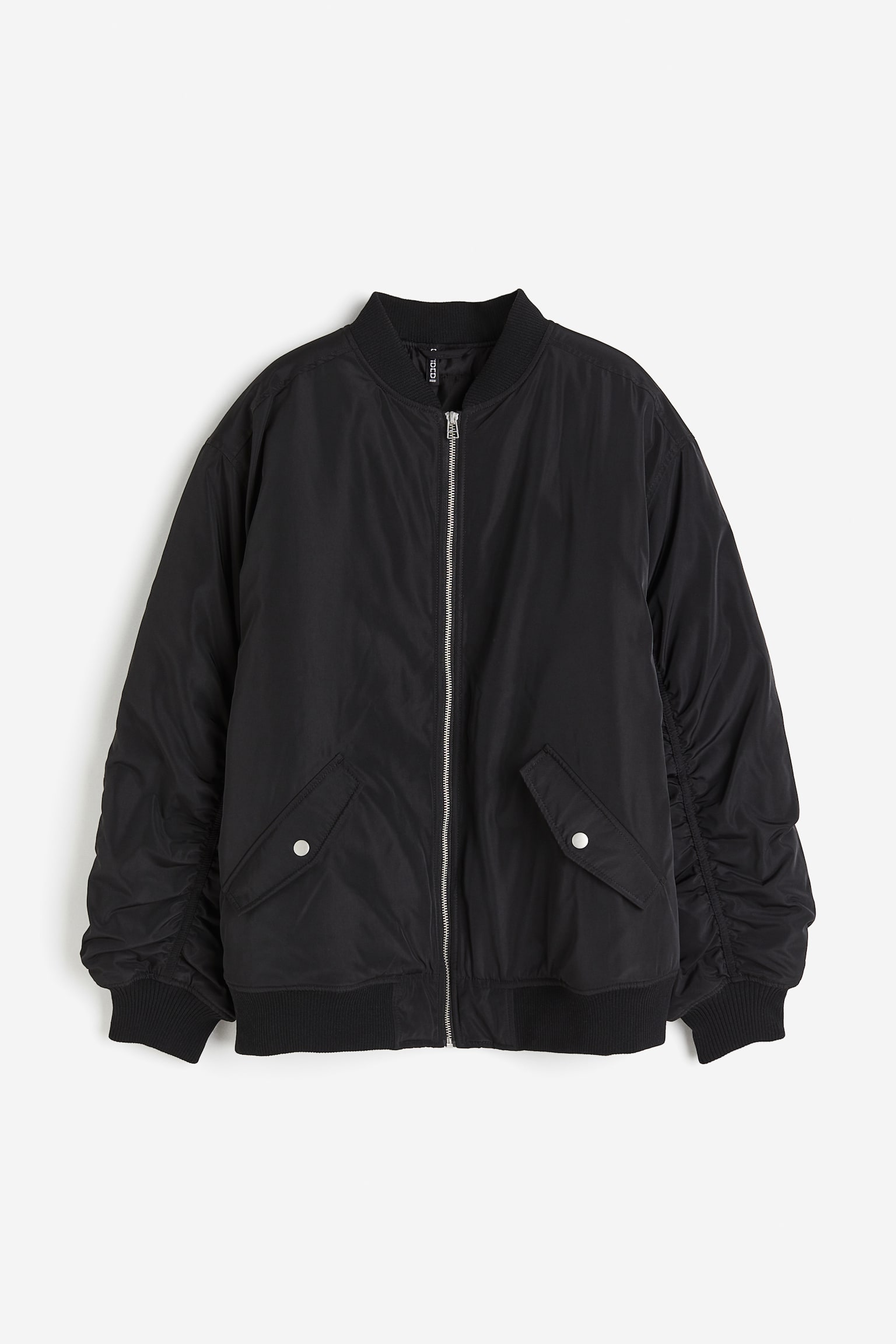 Oversized Bomber Jacket - Black - 1