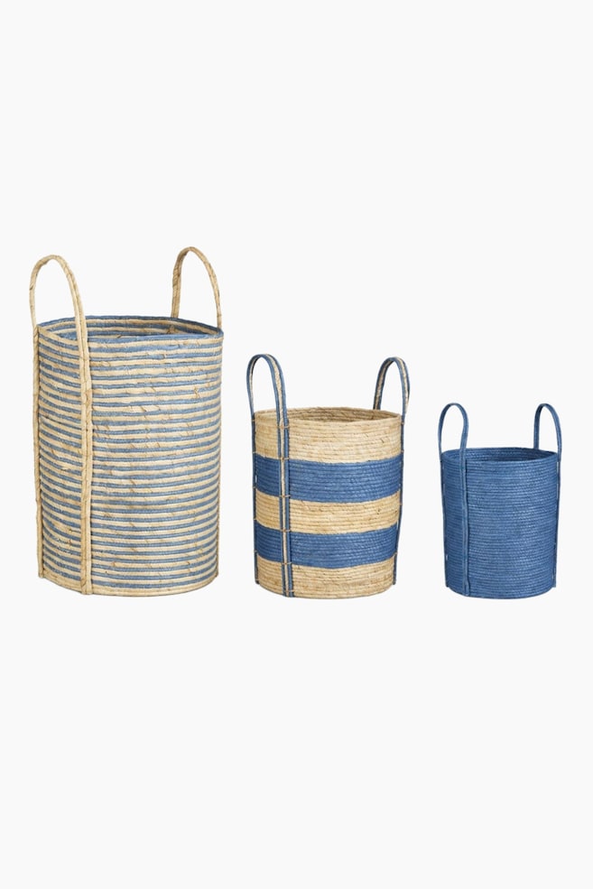 Lot De 3 Paniers À Plantes - Bleu - 1