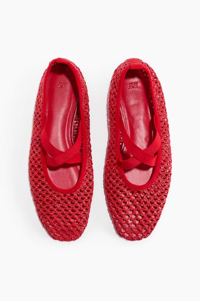 Ballerines tressées - Rouge vif/Beige clair/Noir - 1