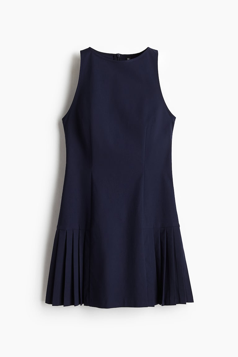 h&m pleated dress blue Women's Navy blue Pleat-Detail Twill Dress