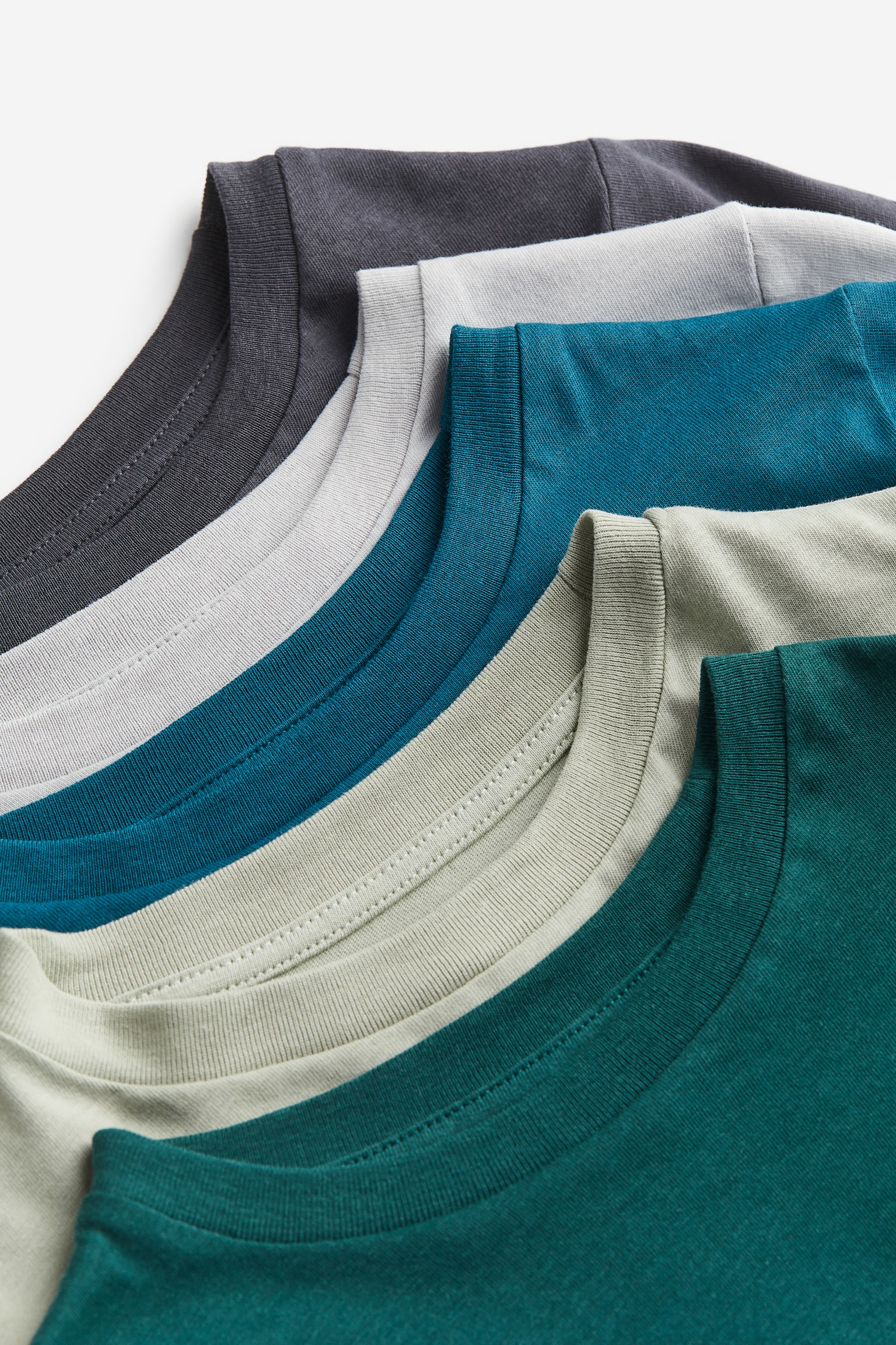 5-pack Long Sleeve Tees - Dark green/Light green/White/Dark red/Stripe/Light grey marle/Black - 2