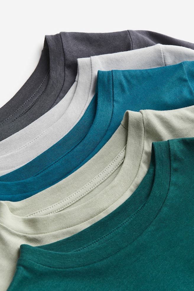 5-pack long-sleeved T-shirts - Dark green/Light green/Bright blue/Grey/Dark blue/Turquoise/Yellow/Bright blue/Blue - 2