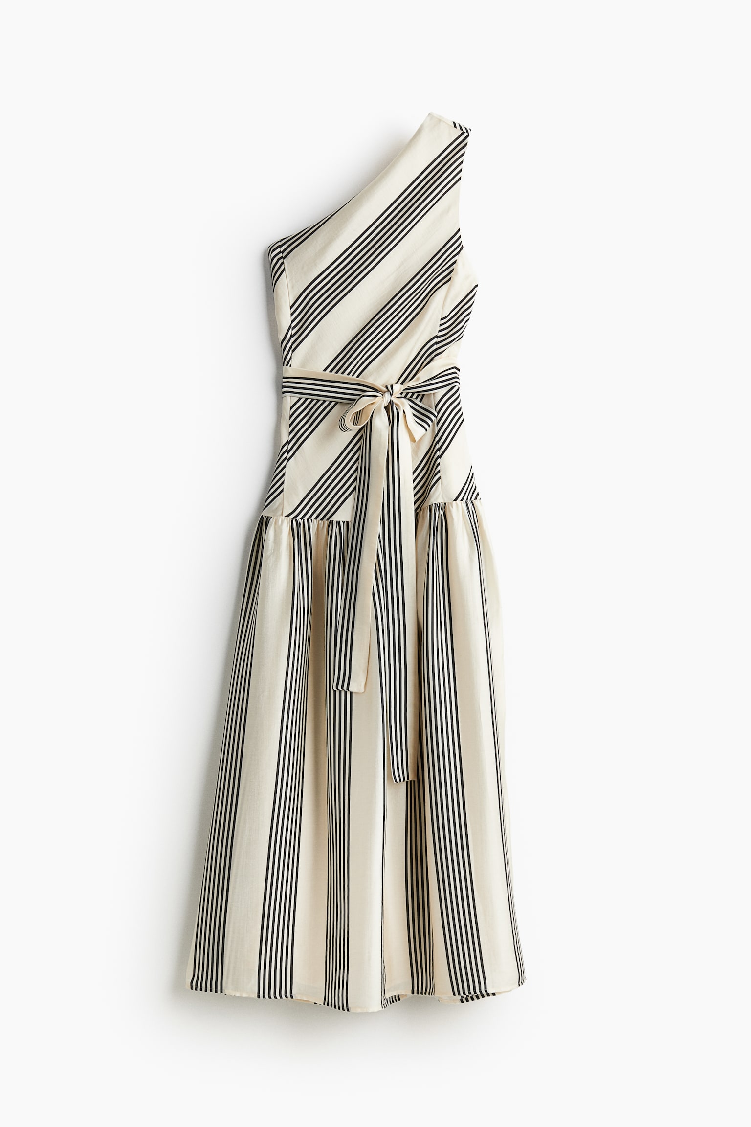 One-shoulder dress - Cream/Striped - 2