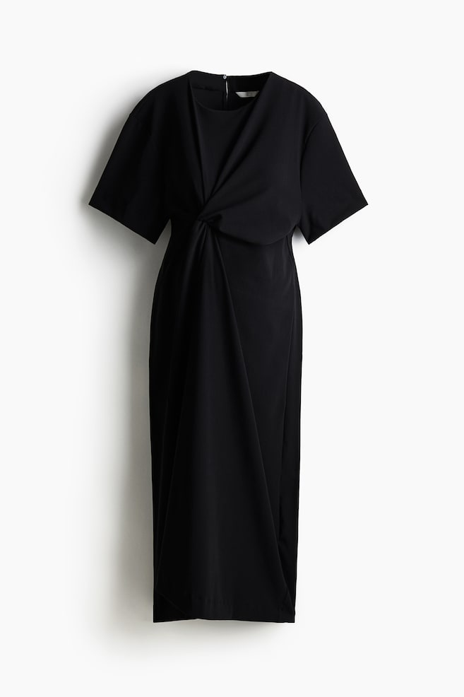 MAMA Knot-detail dress - Black/Cream - 1