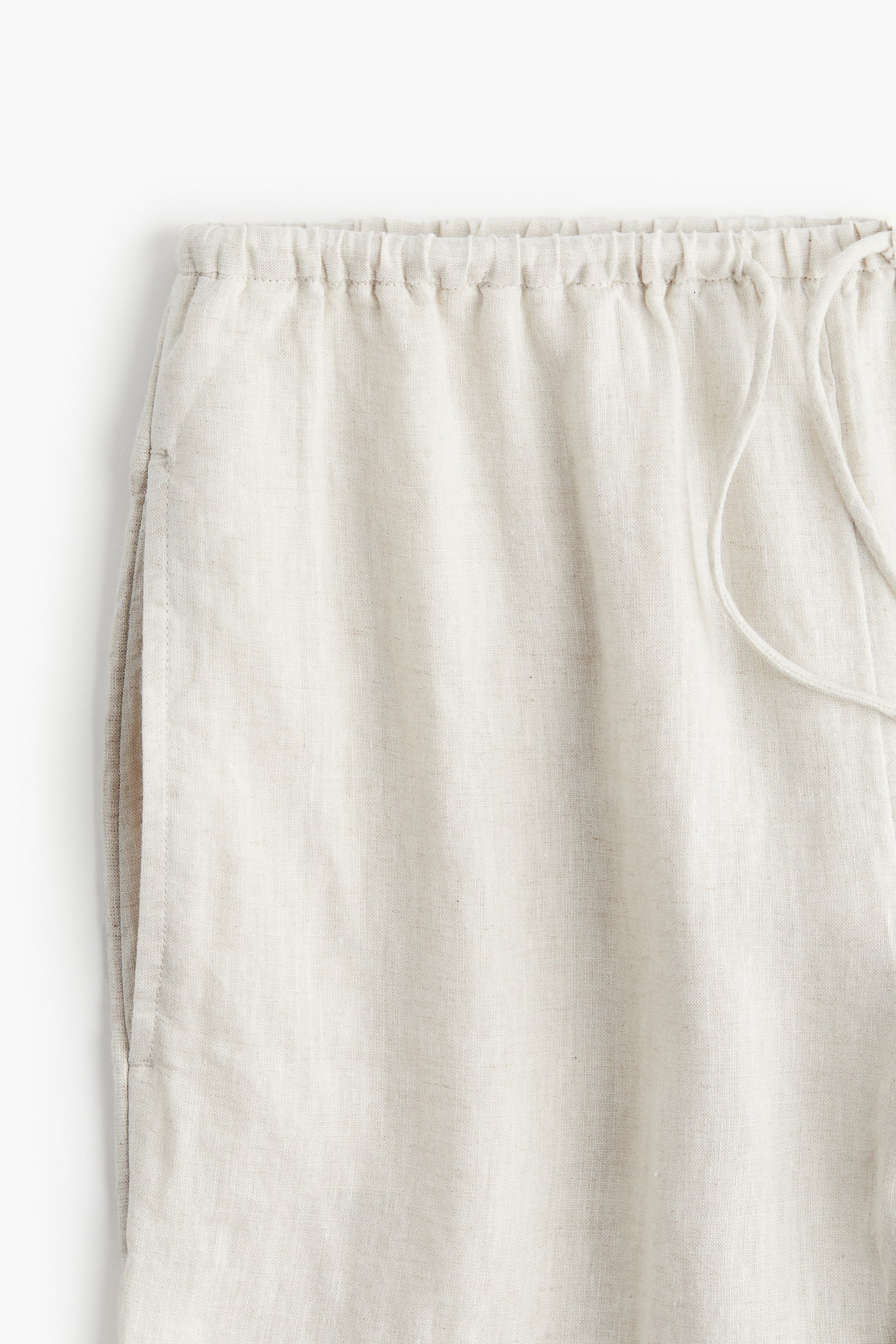 Wide Linen Pants - Light beige/Dark beige/Dark grey - 7