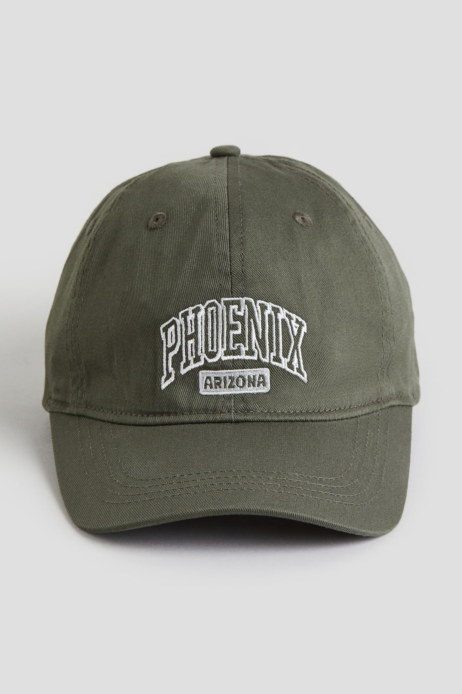 Embroidered-motif cotton twill cap - Khaki green/Phoenix/Dark blue/New York - 1