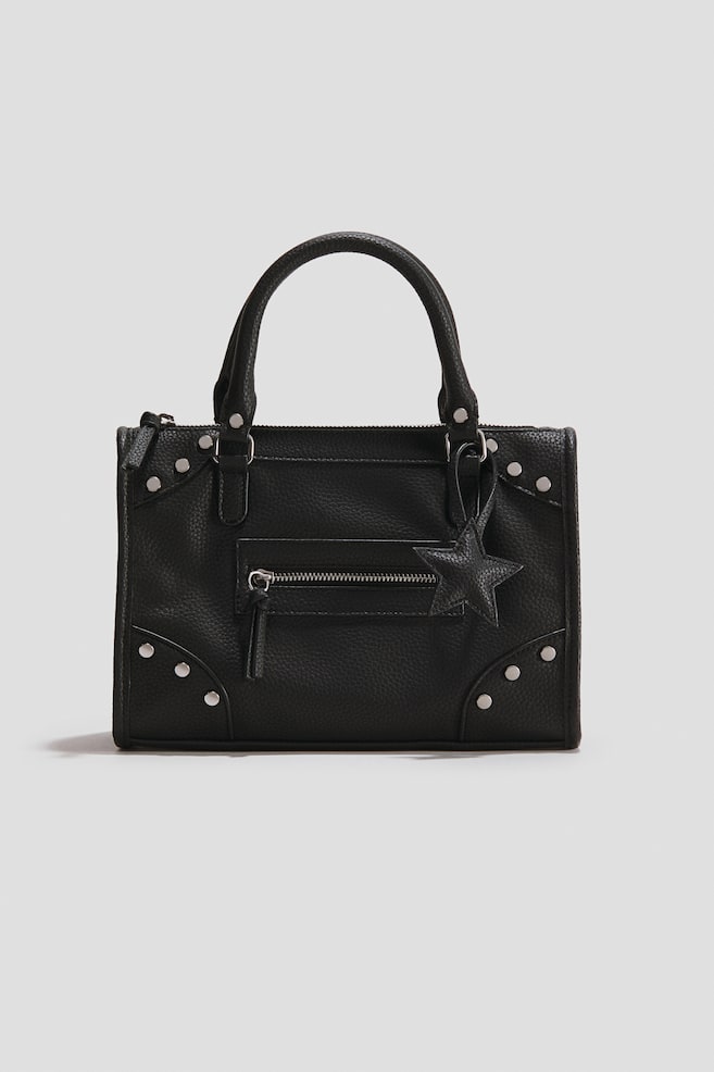 Charm-Detail Handbag - Black - 1