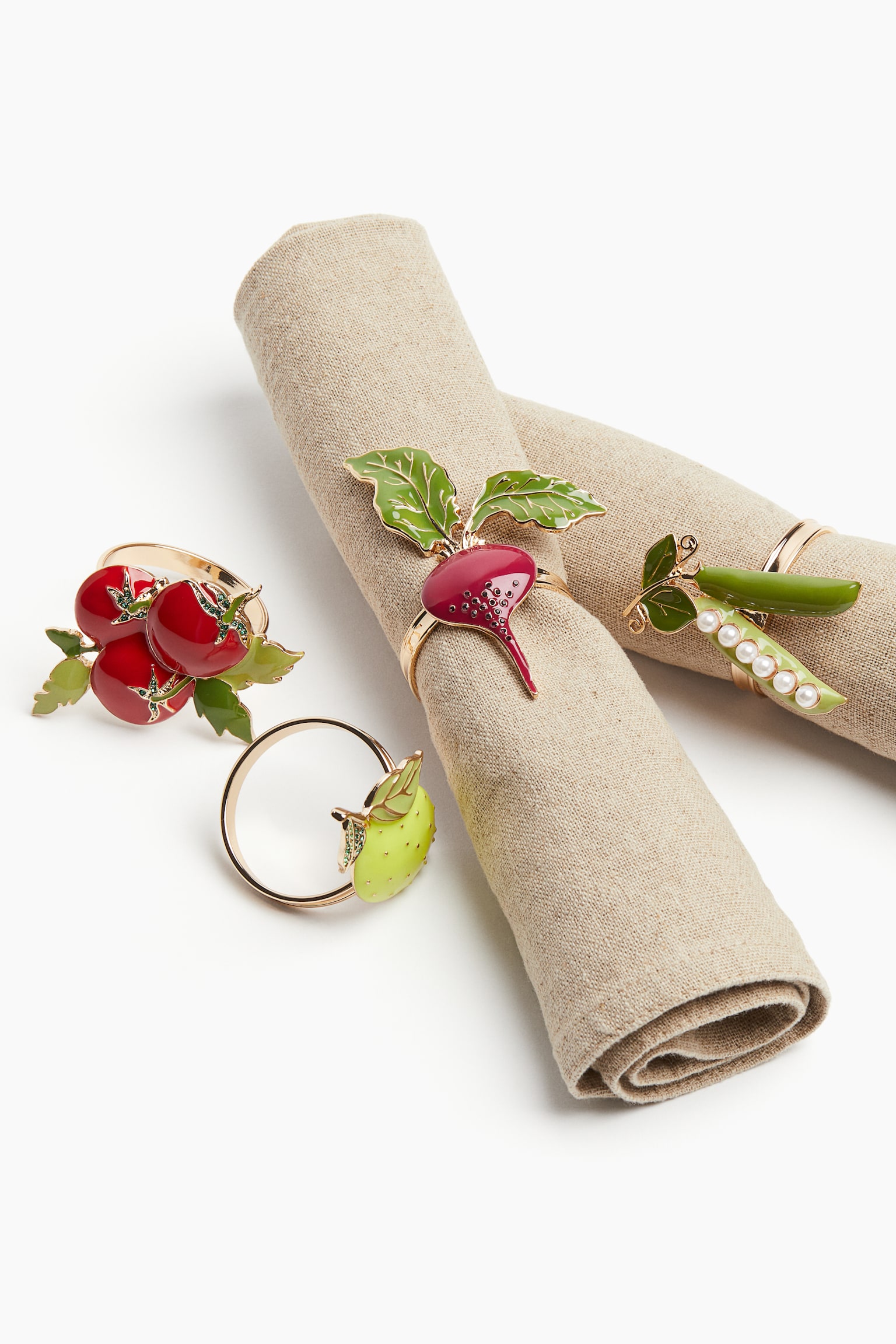 4-pack metal napkin rings - Gold-coloured/Radish - 2