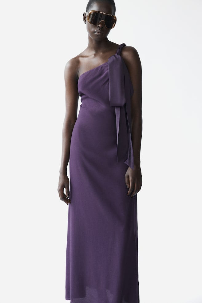 Braided-detail one-shoulder dress - Purple - 1