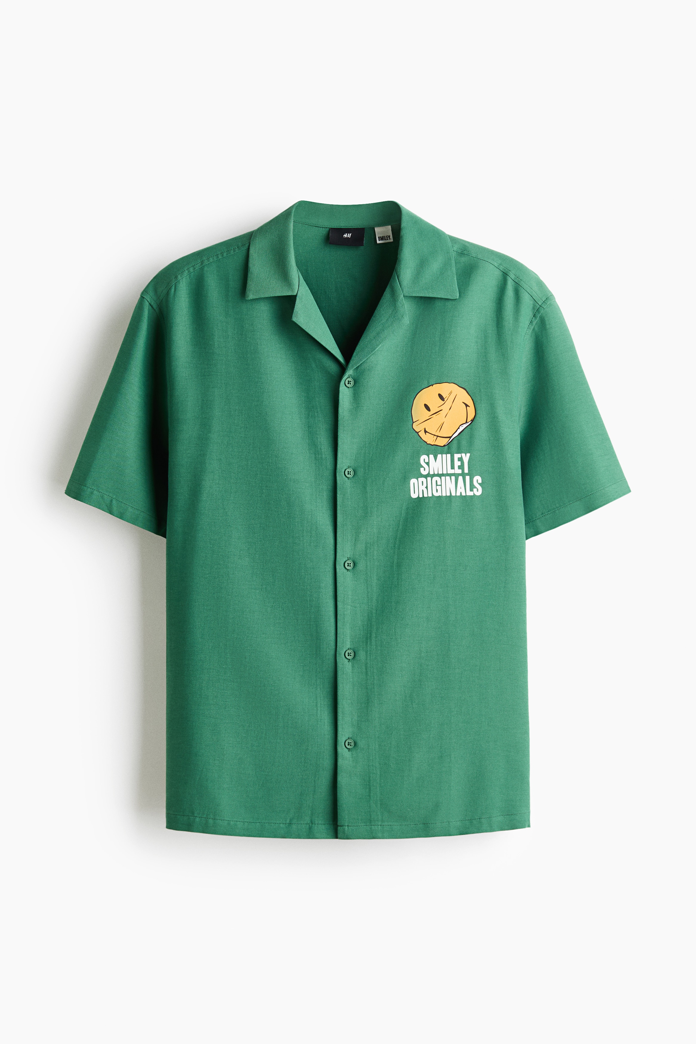Loose Fit Printed resort shirt - Green/Smiley® Originals/Dark brown/Smiley® Originals/Cream/Smiley® Originals