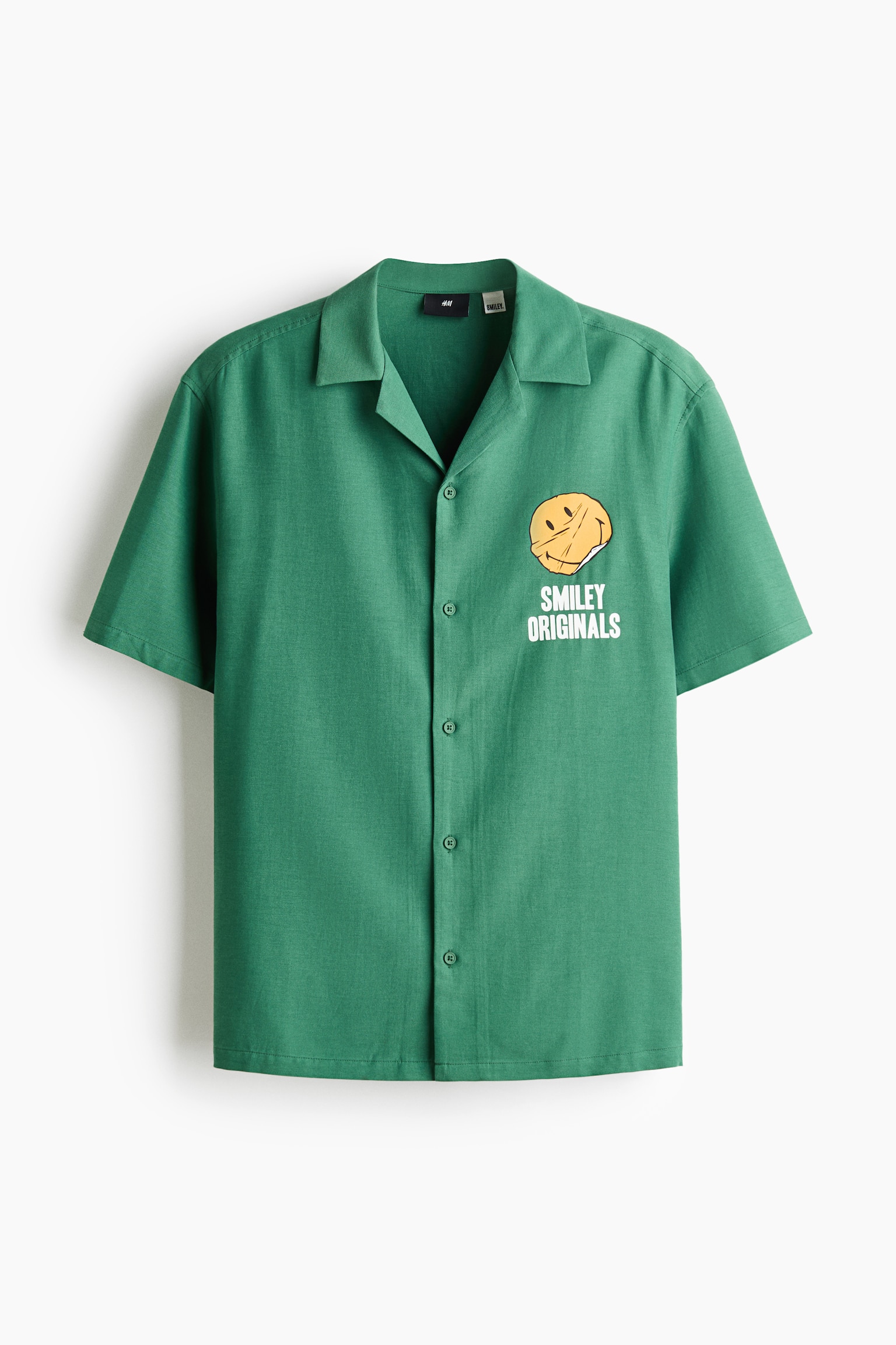 寬鬆剪裁圖案休閒襯衫 - 綠色/Smiley® Originals/深咖啡色/Smiley® Originals/奶油色/Smiley® Originals - 1