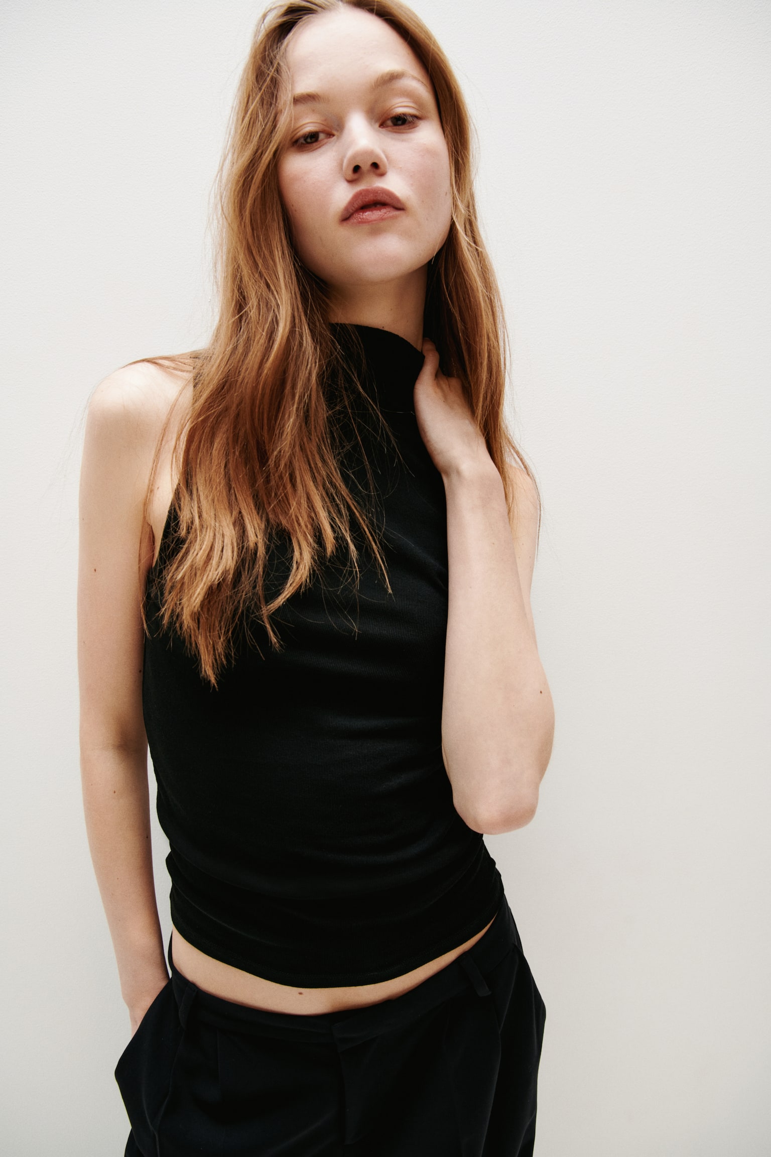 Sleeveless turtleneck top - Black/Dark brown/Dark grey marl - 3