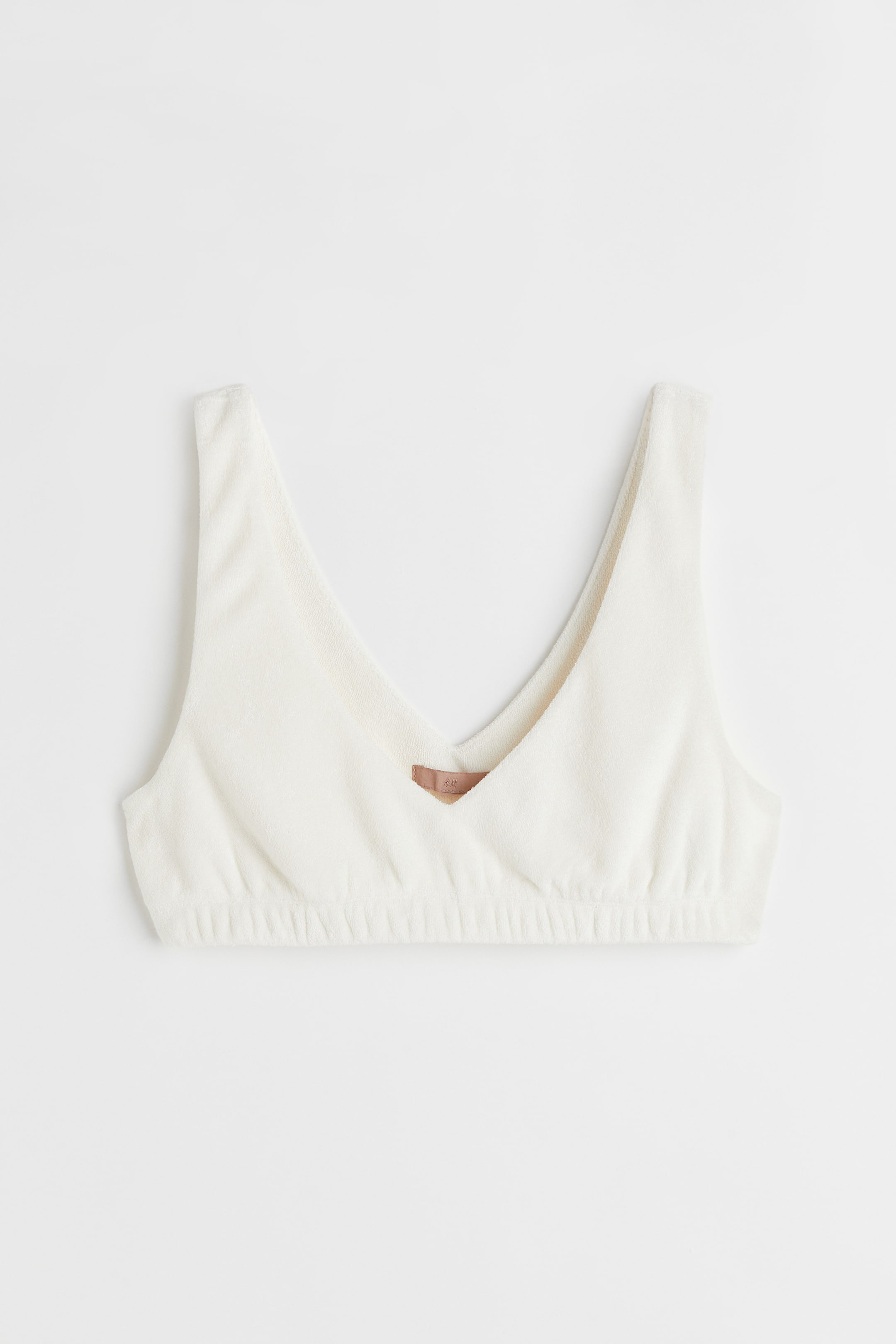 Terry crop top - Deep neckline - Sleeveless - White - Ladies | H&M GB