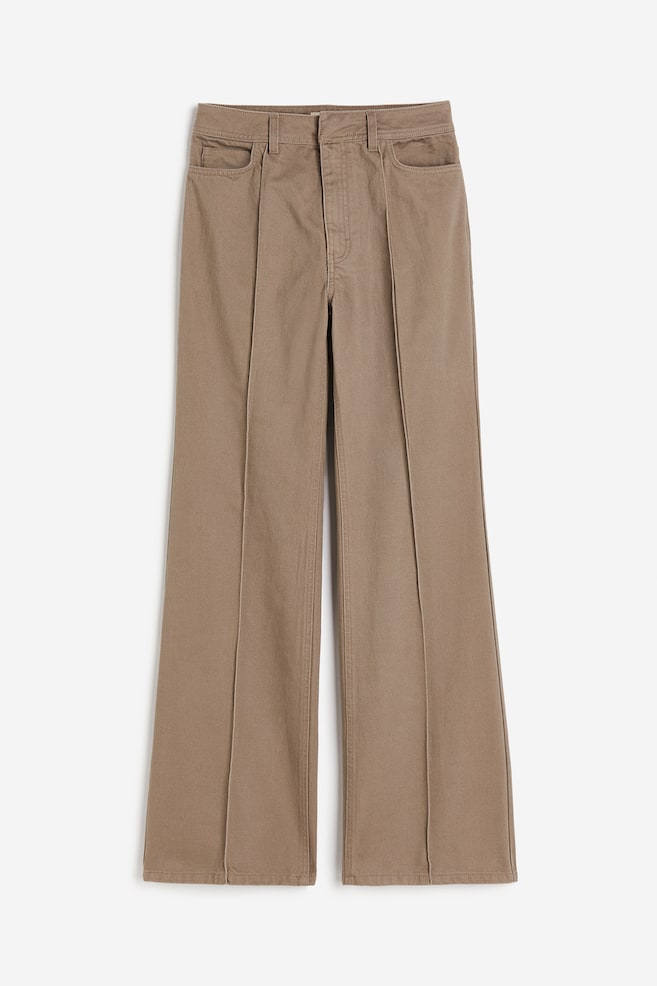 Pantaloni svasati in twill con piega - Beige scuro - 2