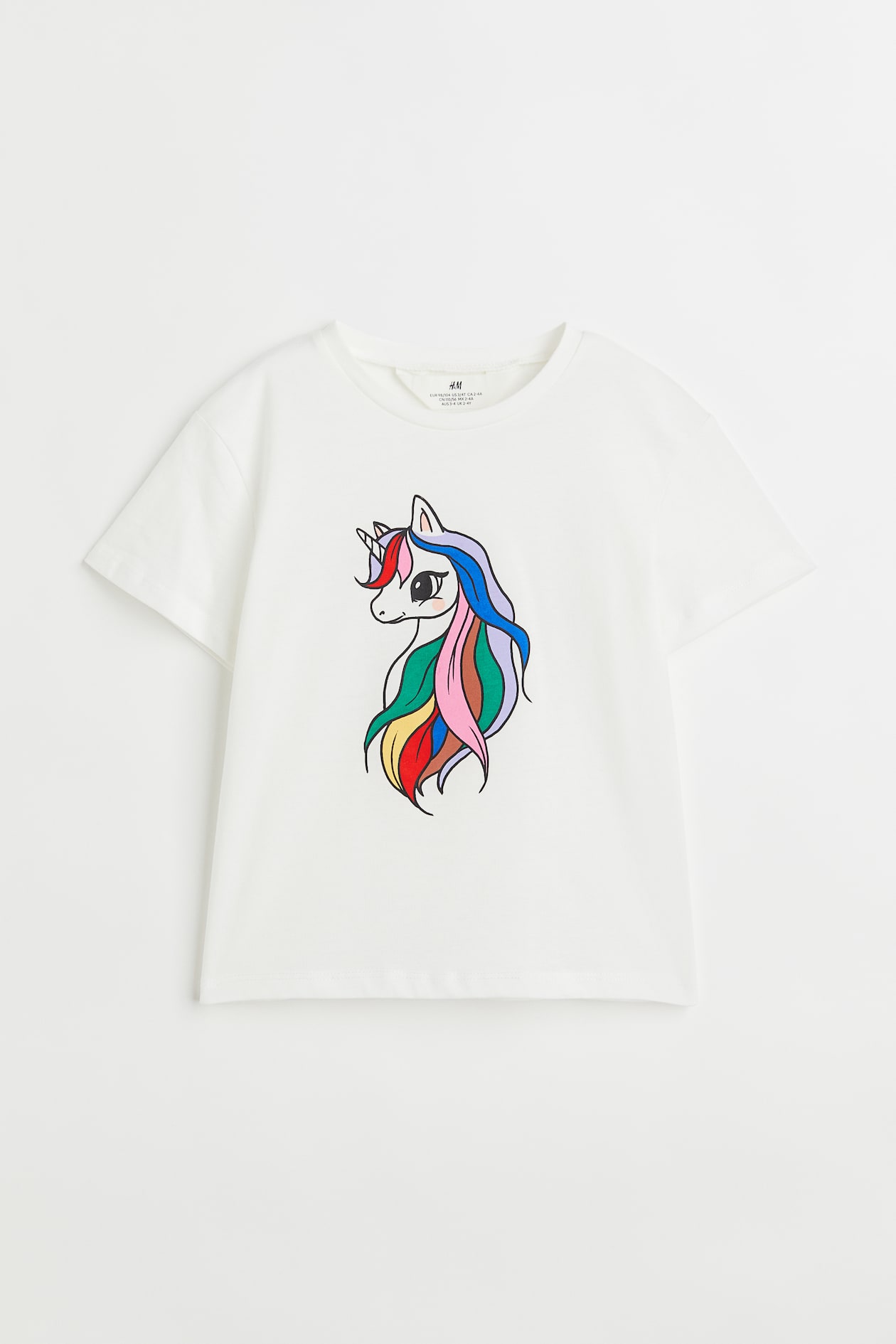 Printed jersey top White/Unicorn Kids H&M PH