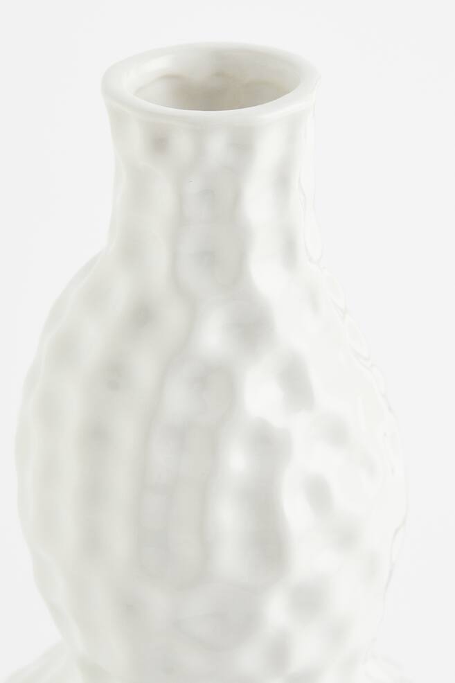 Asymmetrisk vase i stentøj - Hvid - 3