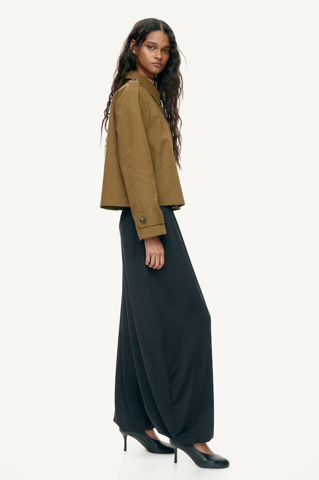 Veste façon trench en coton - Vert kaki foncé/Beige/Beige foncé - 7