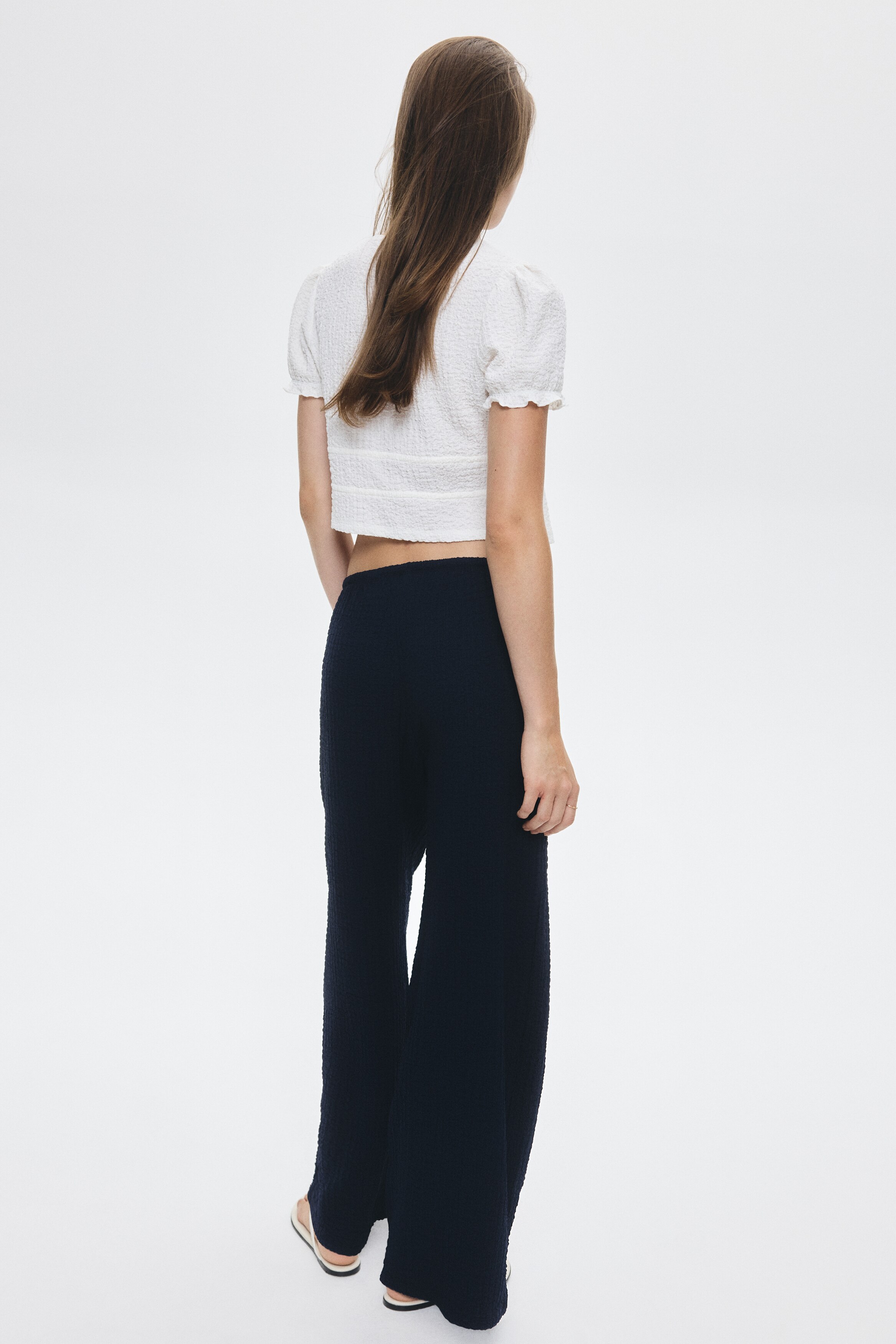 Crinkled drawstring trousers