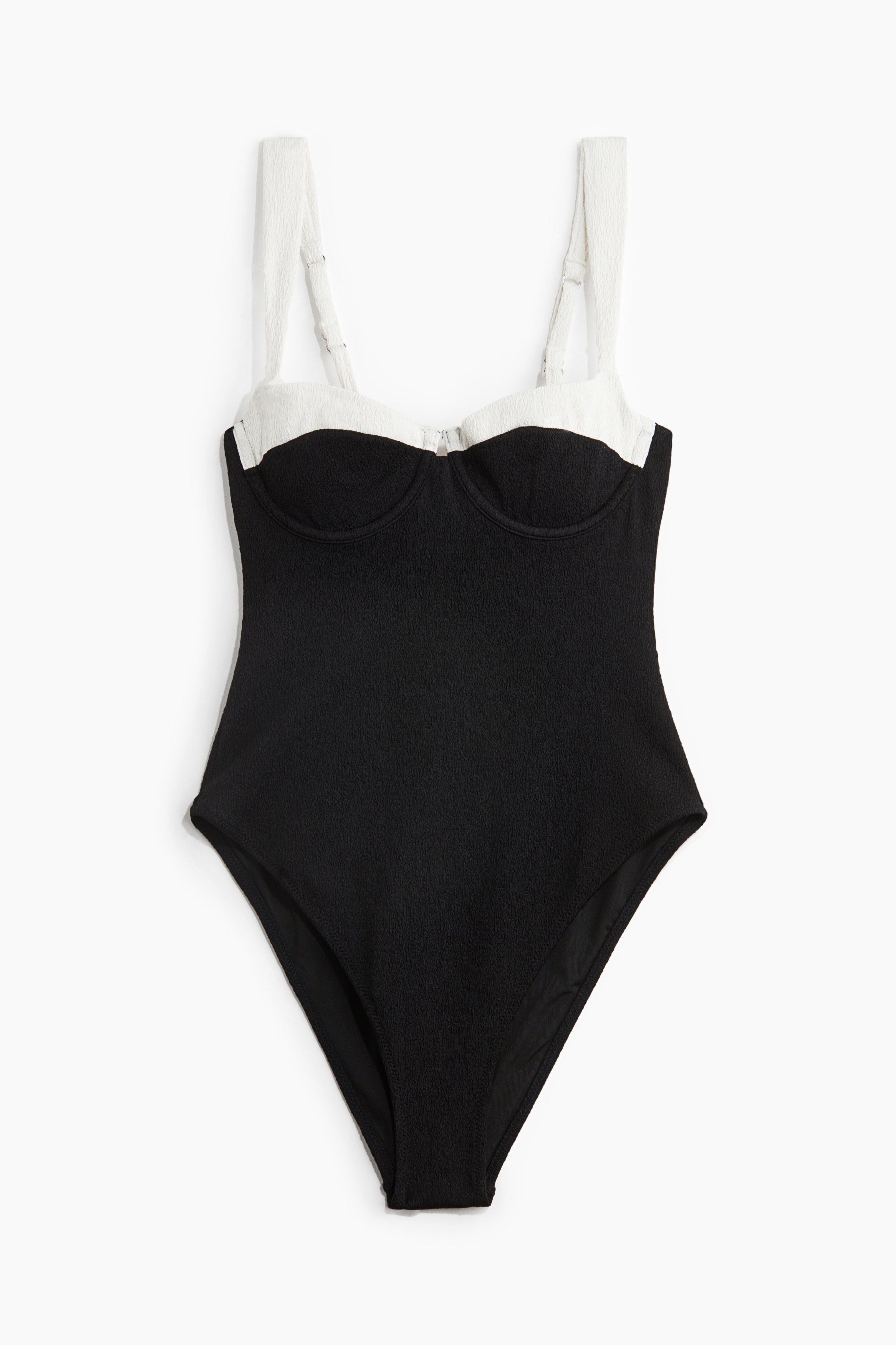 Baddräkt High leg - Svart/Vit