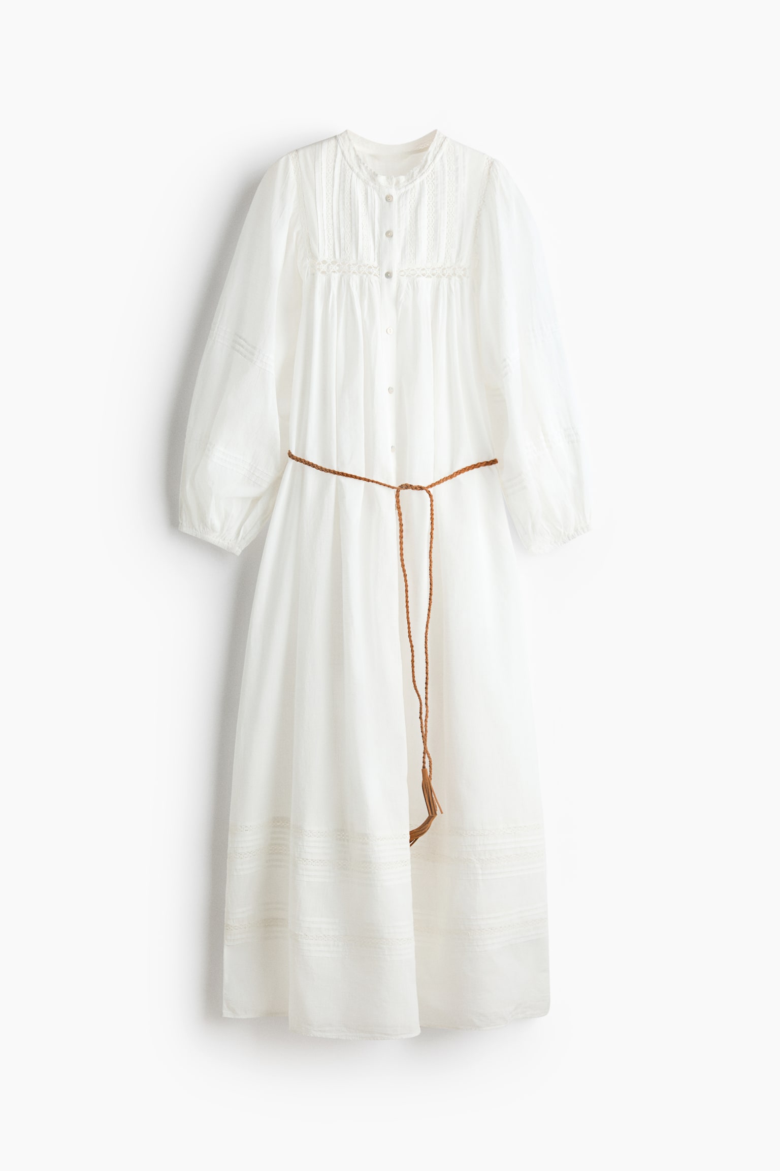 Oversized tie-belt tunic dress - White - 2