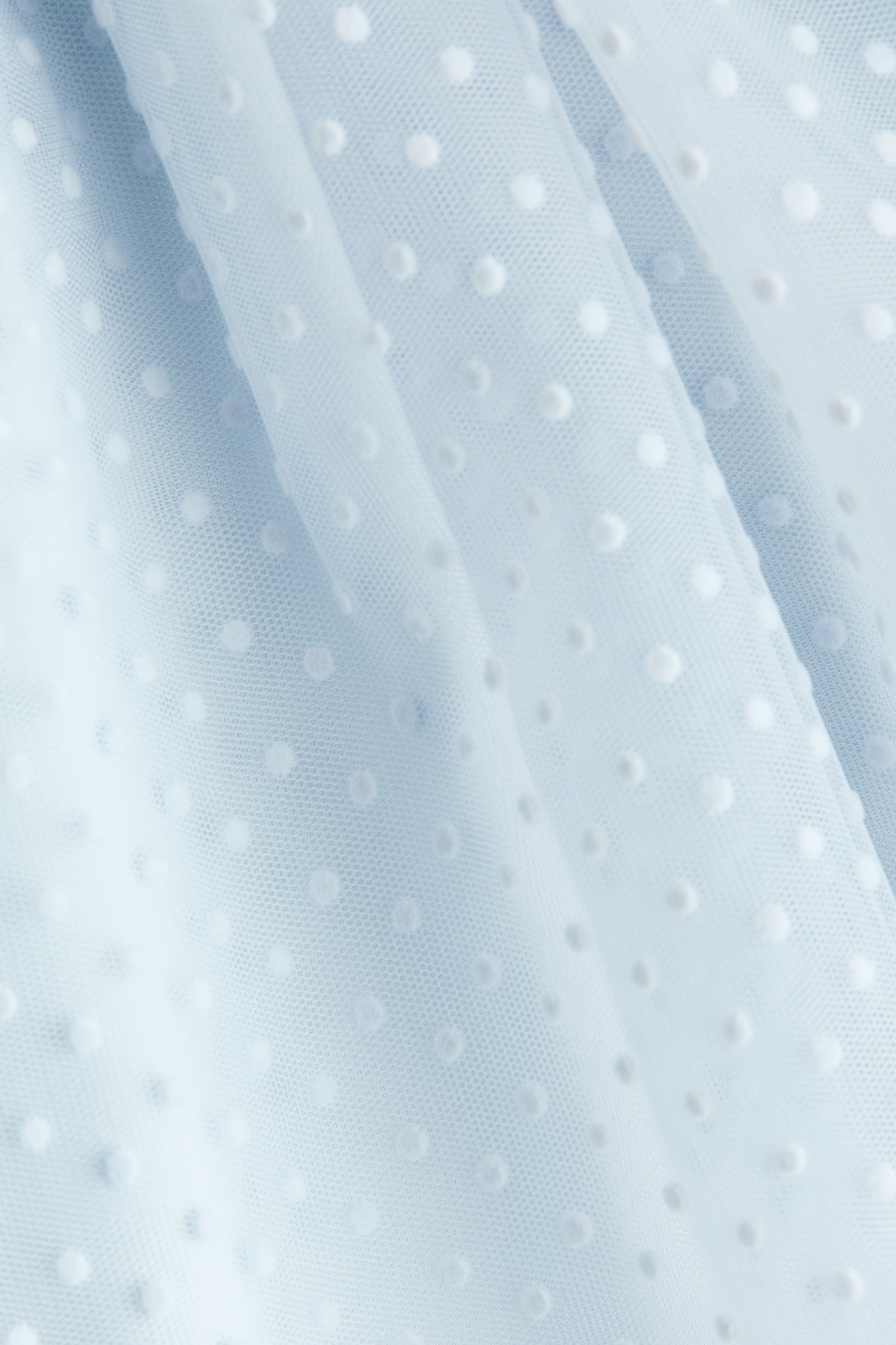 Flock-print tulle-skirt dress - Light blue/Cream/Spotted - 2