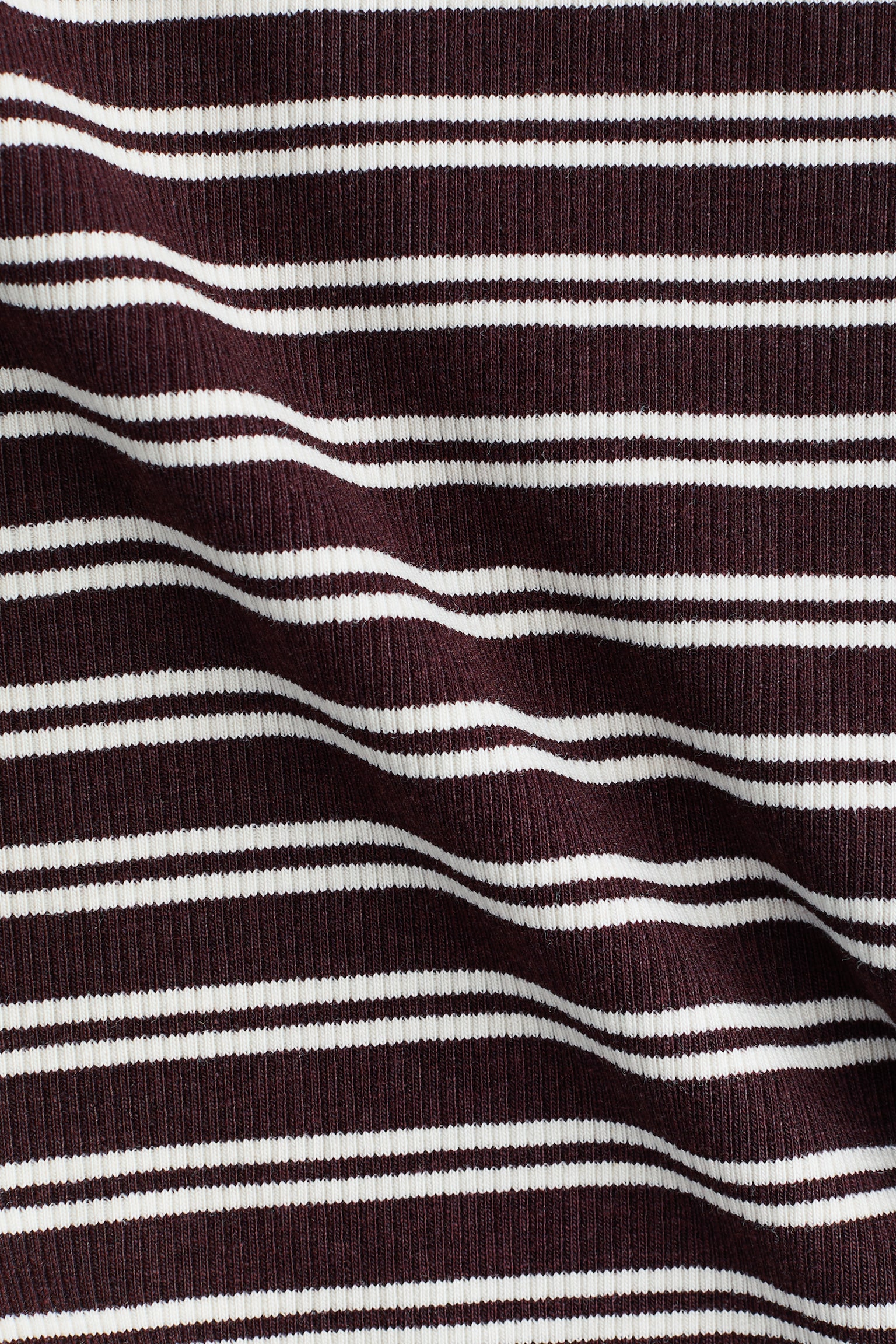 Женский топ H&M Long-Sleeved Ribbed Top, цвет: Бордовый / Полосатый — фото 2