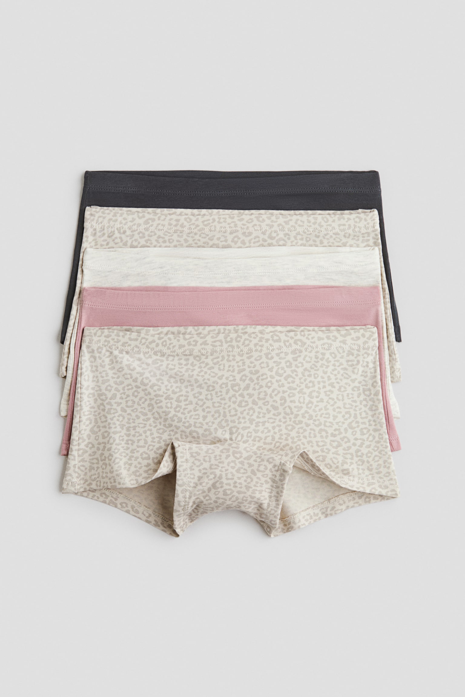 5-pack cotton boxer briefs - Dusty pink/Leopard print