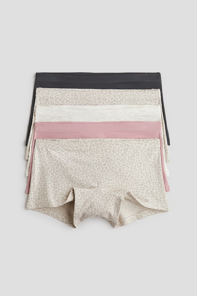 Pack de 5 cuecas boxer em algodão - Rosa seco/Padrão leopardo/Rosa seco claro/Floral/Cinzento/Laços/Preto/Branco/Rosa/Azul/Floral/Rosa seco/Bolinhas - 1