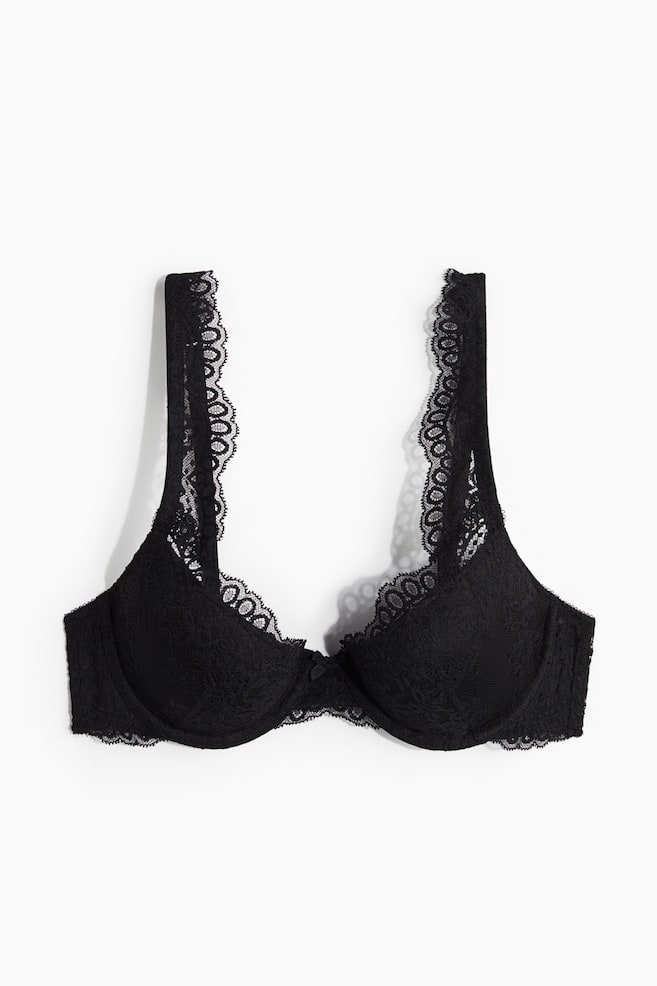 Sutien push-up din dantelă - Negru/Gri-închis/Roz-deschis/Maro-ruginiu/Albastru-prăfuit deschis/Negru/Crem/Roz-deschis - 1