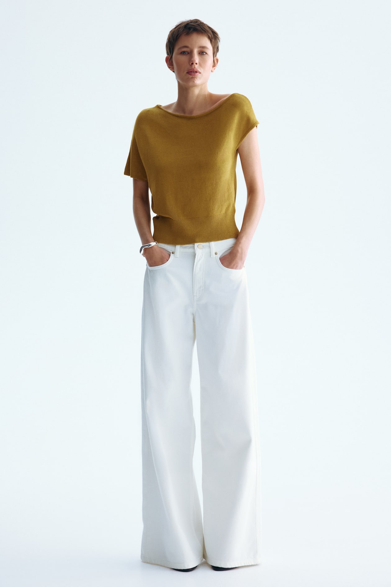 Fine-Knit One-Shoulder Top - image 3