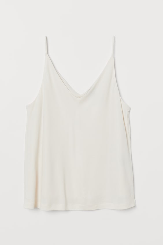 V-neck strappy top - V-neck - Sleeveless - Natural white - Ladies | H&M GB