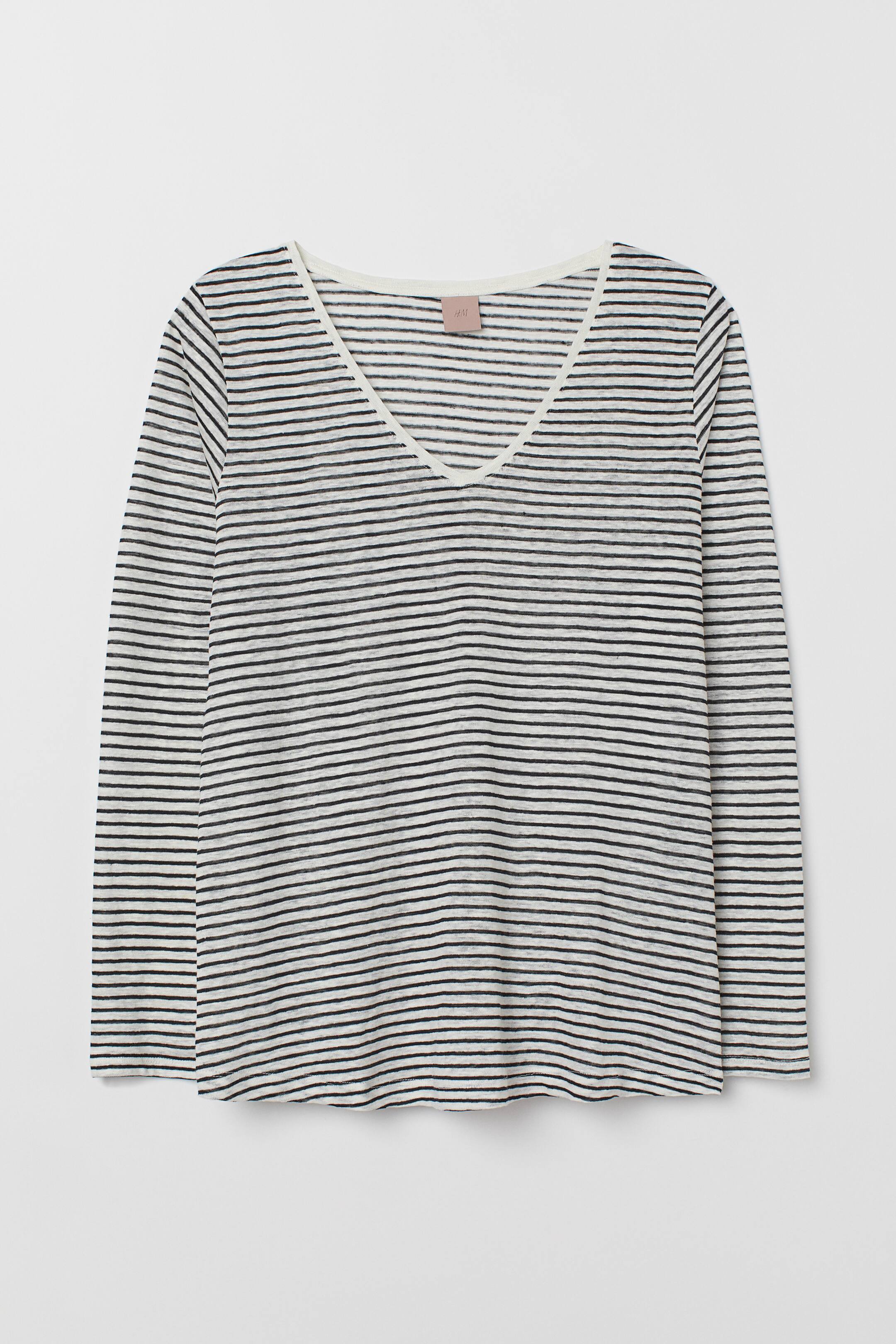 查看大圖: H&M+ 亞麻上衣 - 白色/黑色條紋 - Ladies | H&M 1