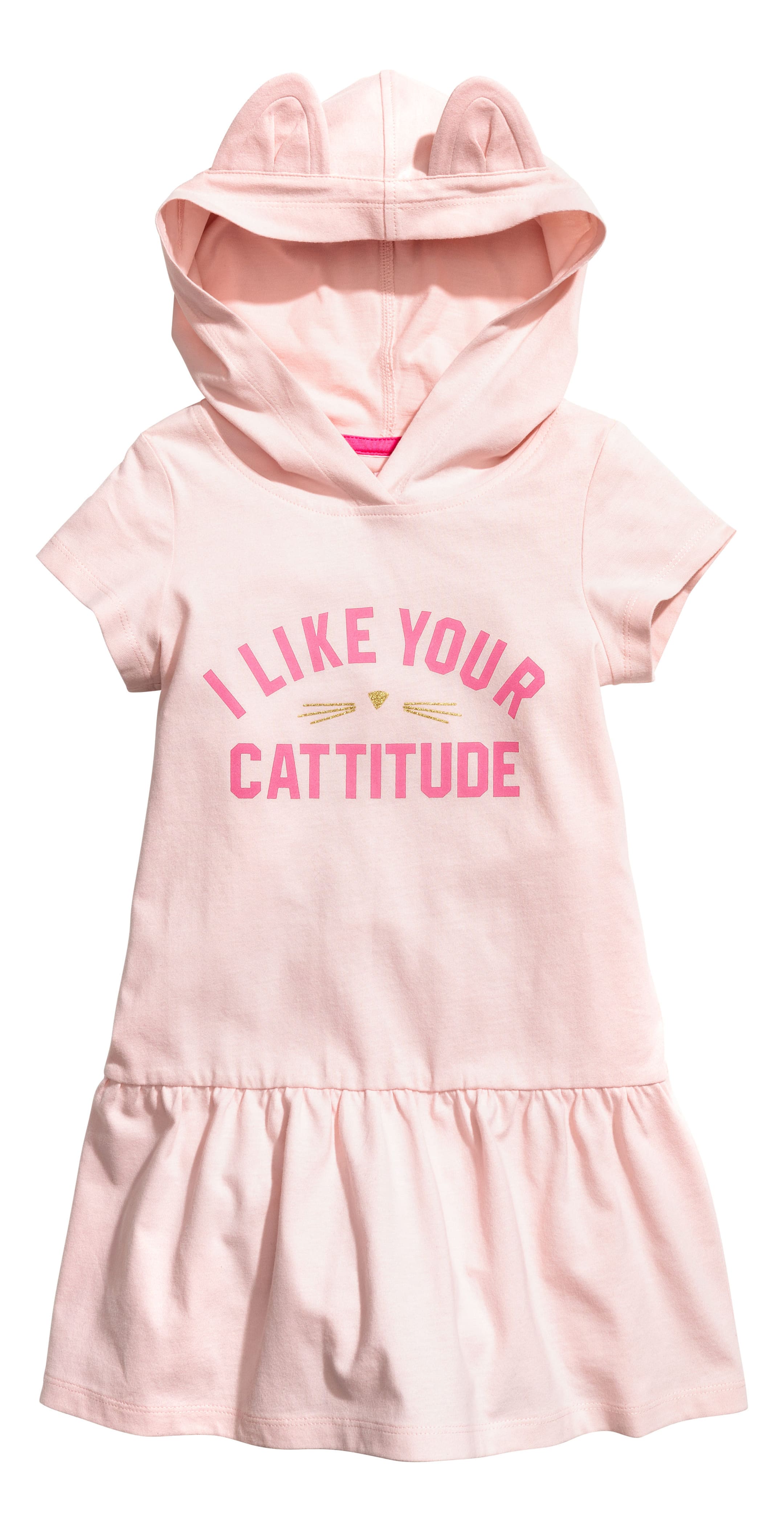 View larger image: Jersey dress with a hood - Light pink - Kids | H&M GB 1