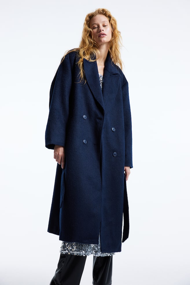 Manteau à fermeture croisée - Bleu foncé/Dark grey/Herringbone-patterned/Noir/Crème - 6