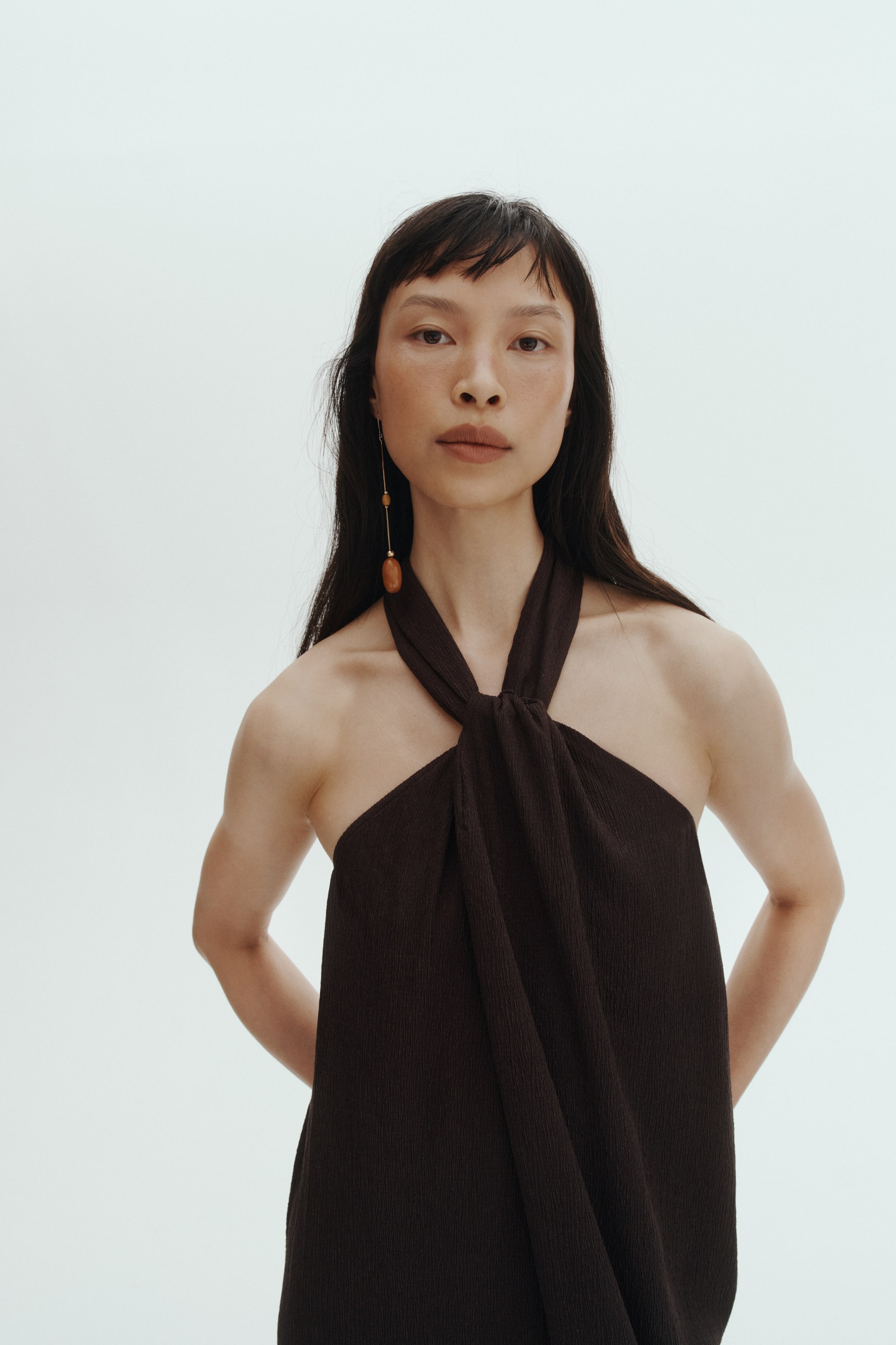 Twist-Detail Halterneck Dress