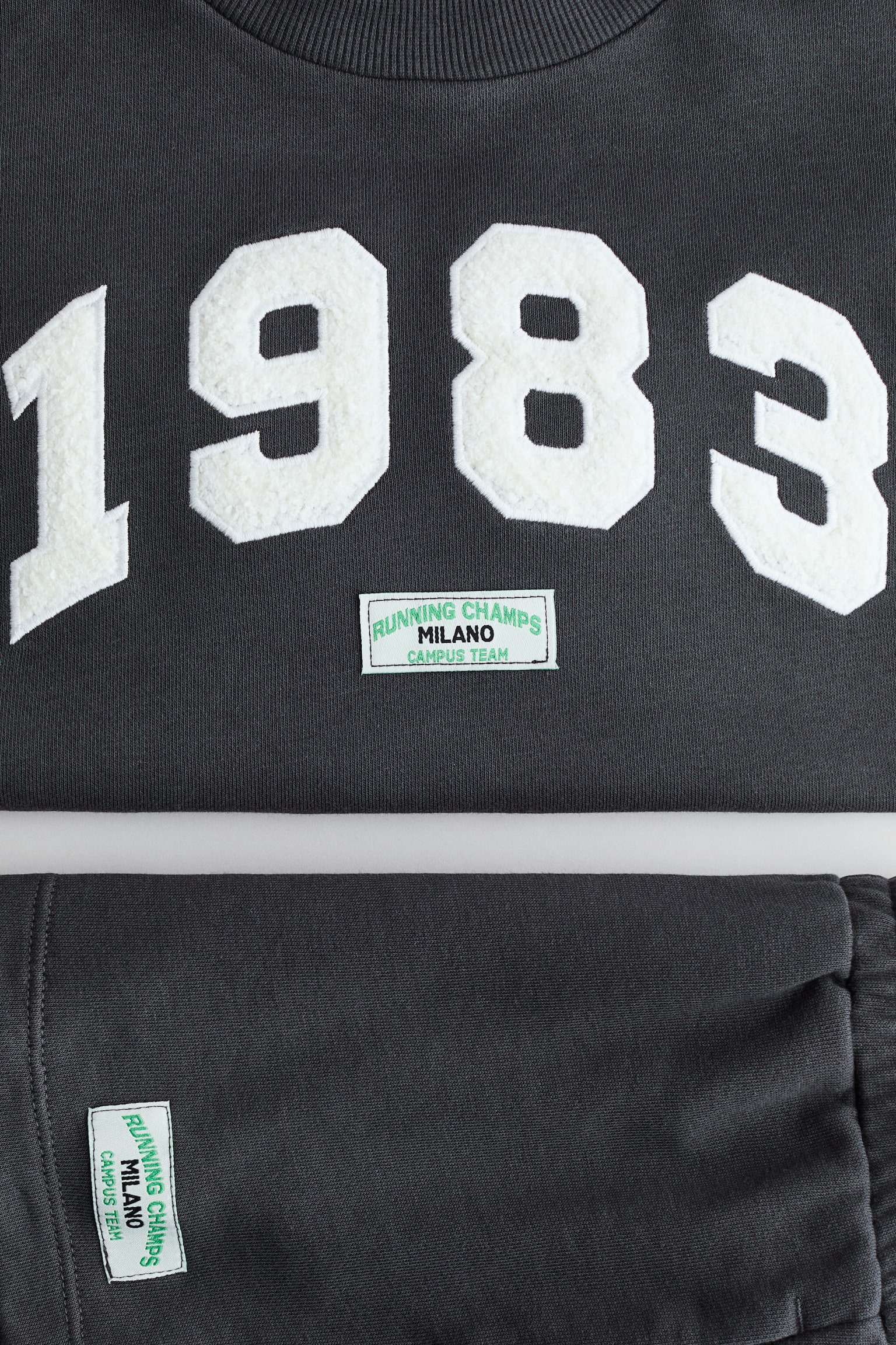 Детский комплект H&M 2-Piece Sweatshirt and Shorts Set with Motif, цвет: Тёмный серый — фото 2