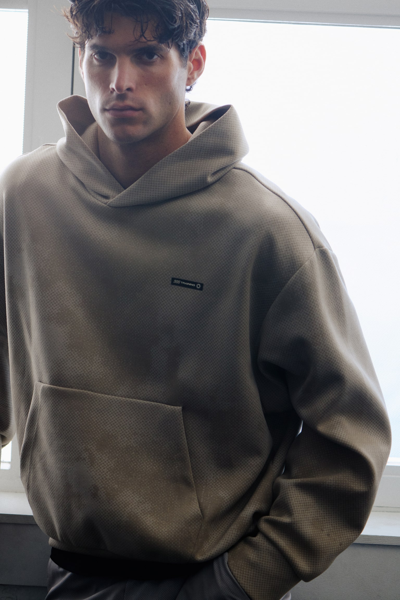 Oversized Fit Sport hoodie with DryMove™ - Beige/Patterned/Dark pink - 7
