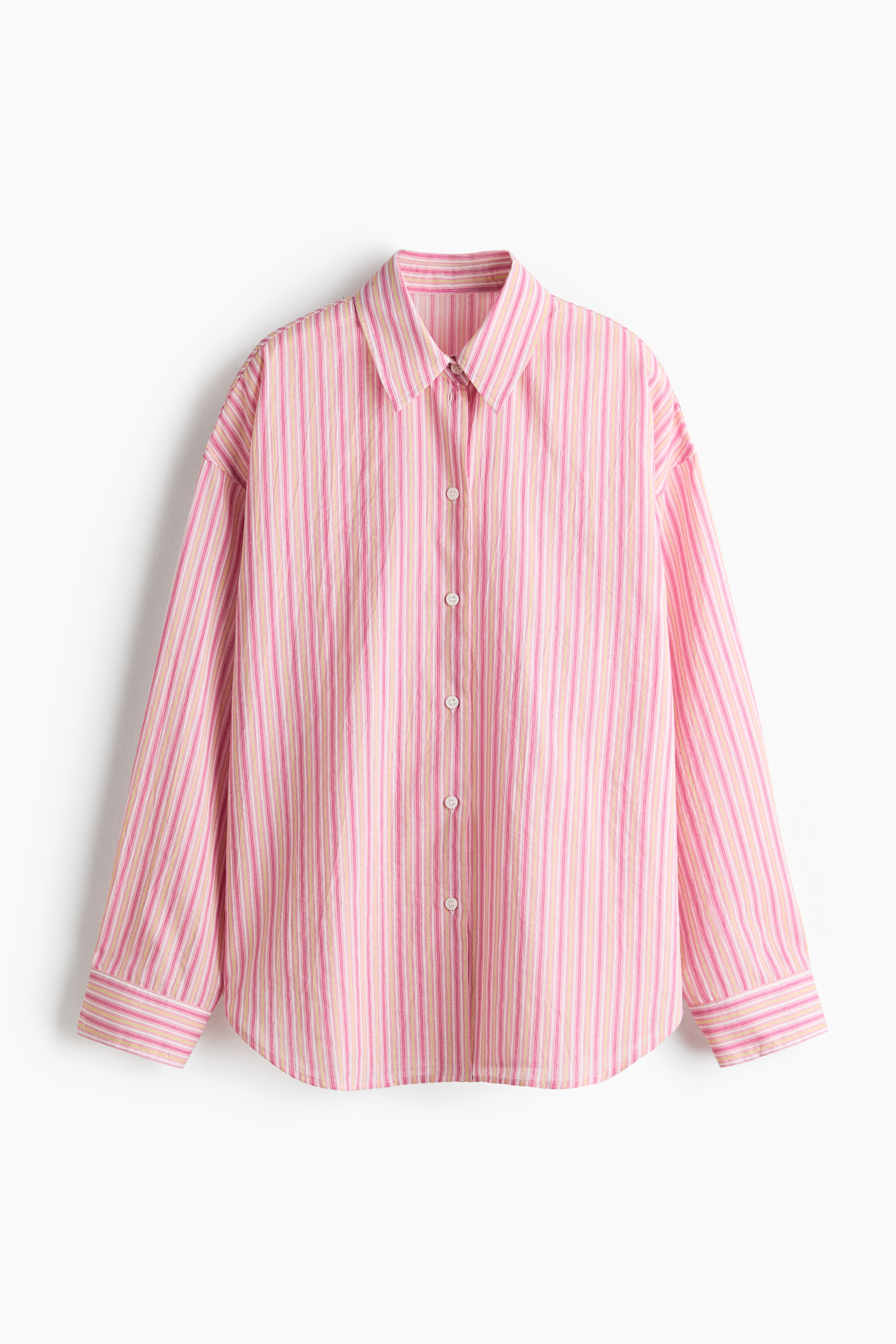 Cotton beach shirt - Pink/Striped