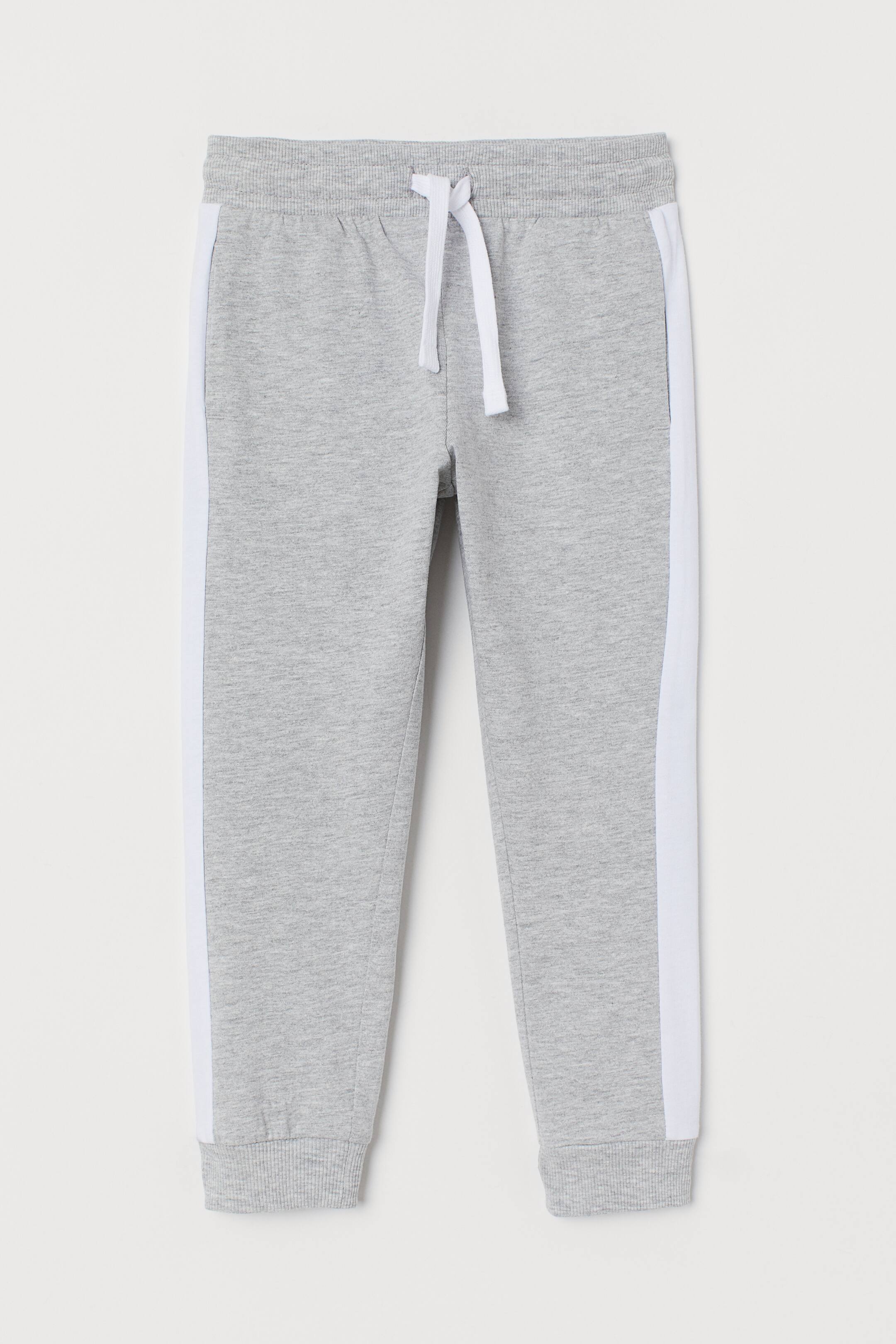 View larger image: Sweatpants with side stripes - Light grey marl/White - Kids | H&M 1