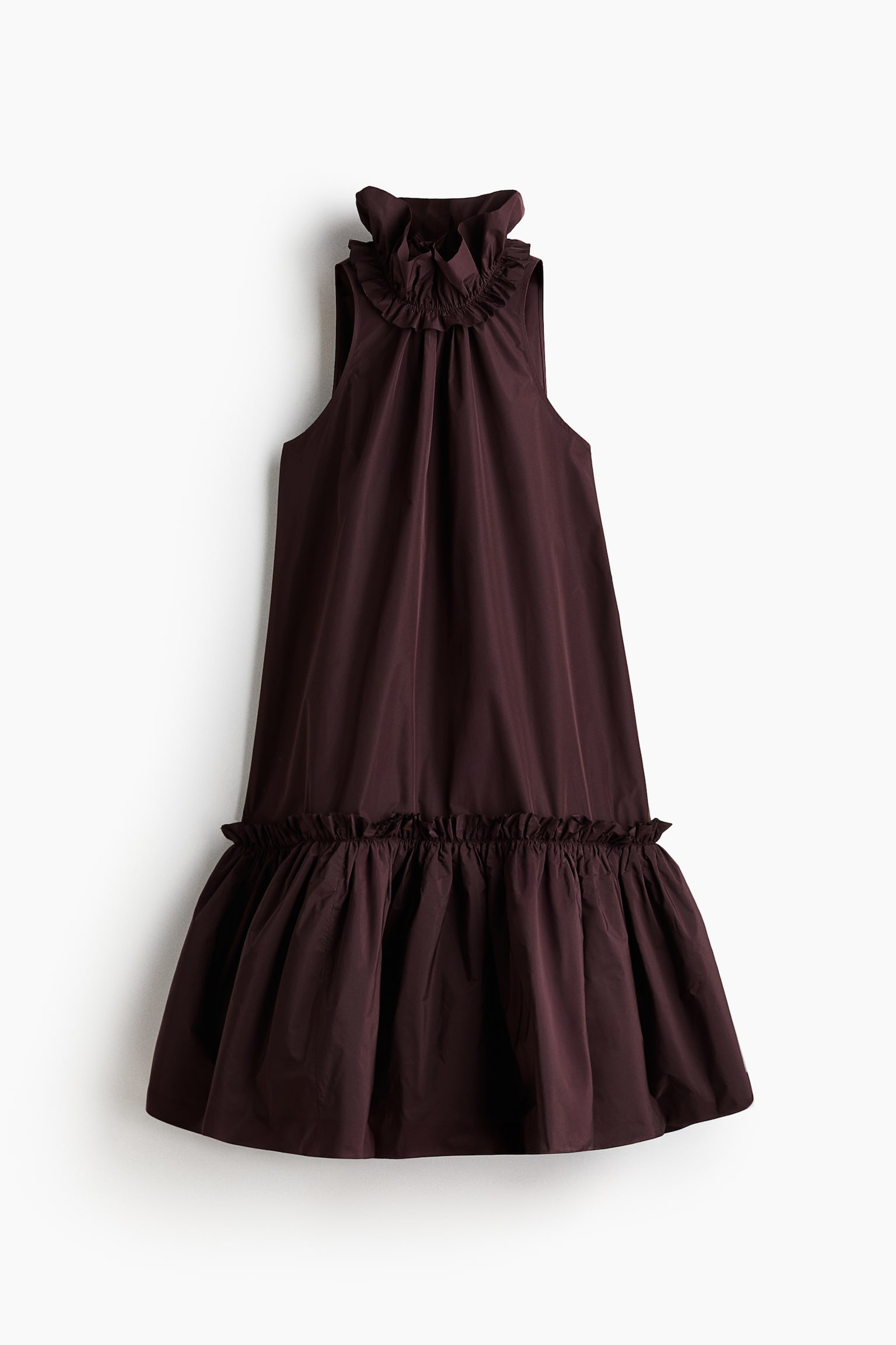 Frill-collar dress - Burgundy - 2
