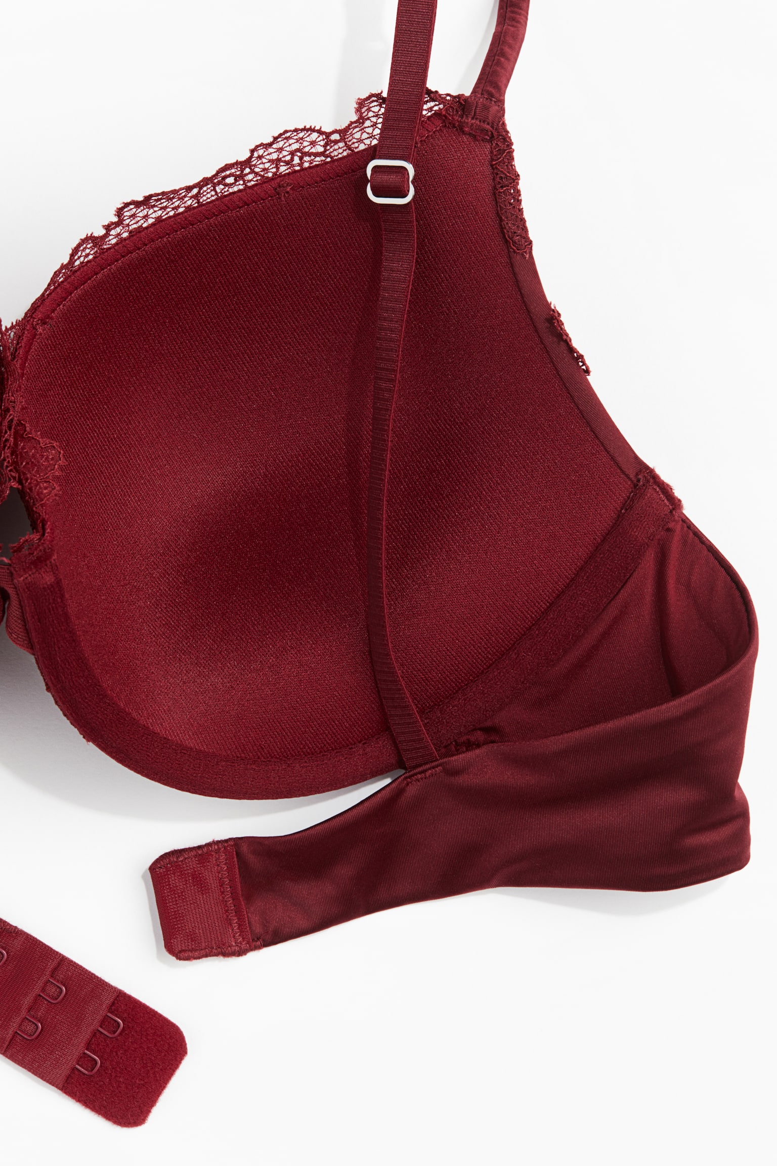 Microfibre and lace push-up bra - Dark red/Pale beige/Black - 4