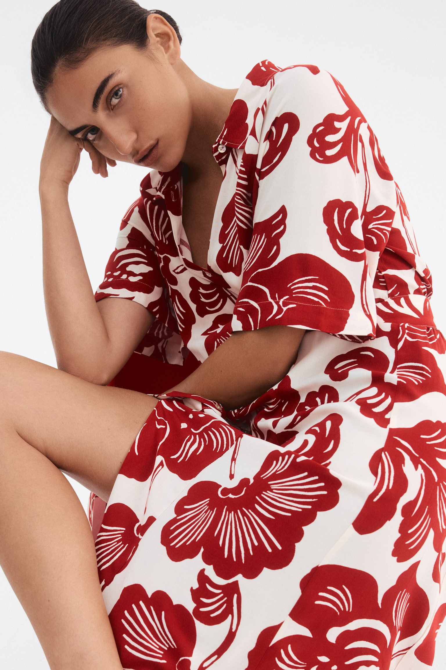 Tie-belt shirt dress - White/Red floral/Cream/Zebra print/Beige/Leopard print/Black/Floral/White/Blue patterned/Bright blue/White patterned/Beige/Leopard print/Dark beige/Leopard print/Black/Cream/Black patterned/White/Green patterned/Black/Dark brown/Floral/Green/Patterned/White/Burgundy floral/Navy blue/Black/Floral/Dark khaki green/Black/Light blue/Striped - 3