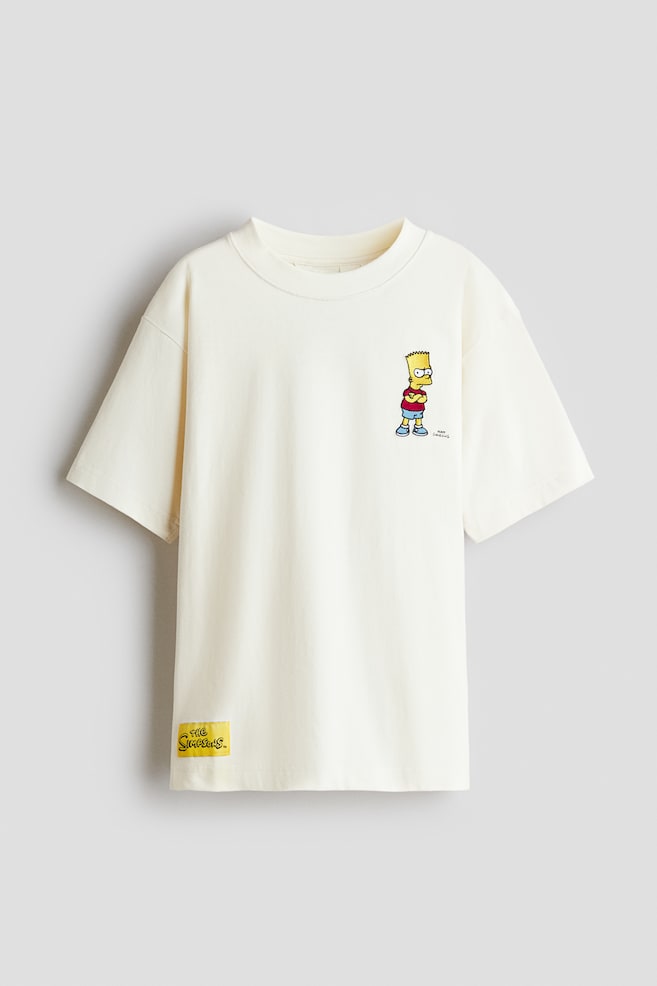 Printed Cotton T-Shirt - Cream/The Simpsons/Black/The Simpsons/Blue/SpongeBob SquarePants - 1