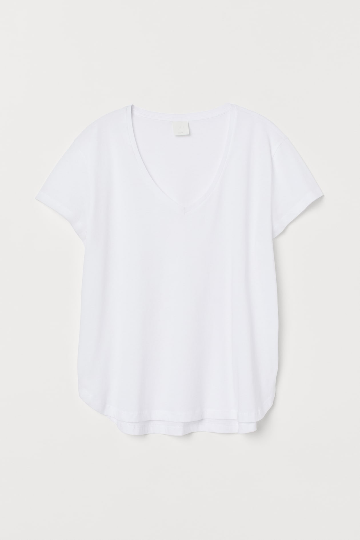 V-neck Cotton T-shirt - V-neck - Short sleeve - White - Ladies | H&M US