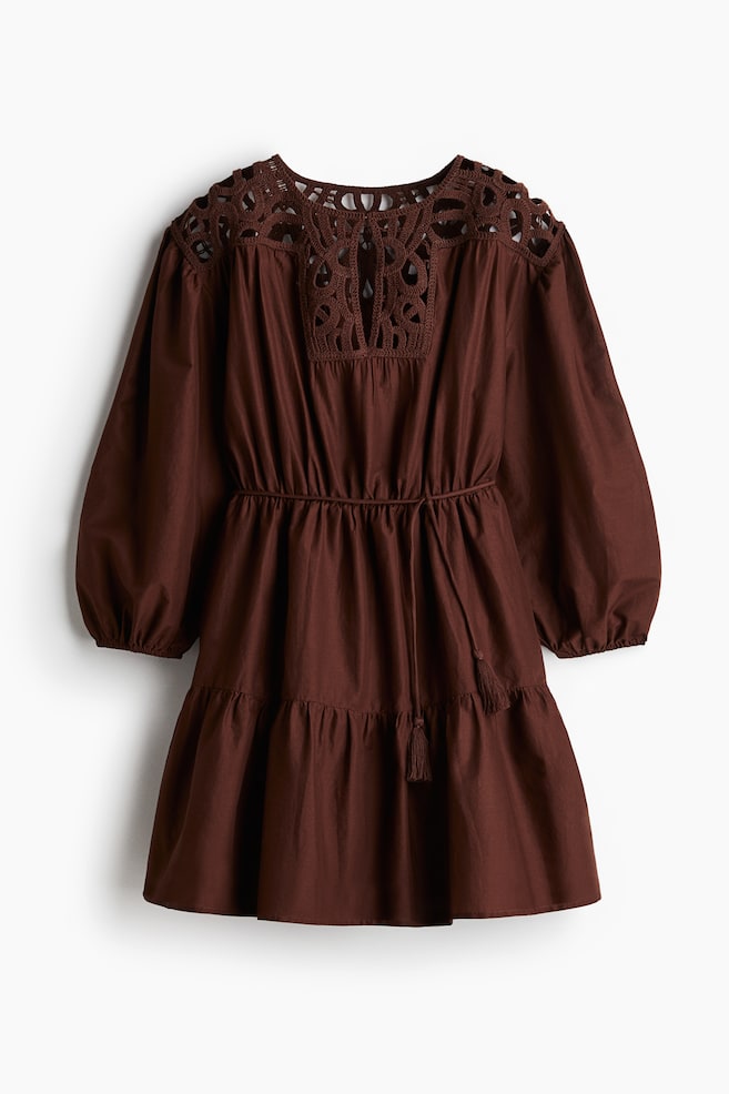 Vestido efecto crochet - Marrón oscuro - 1